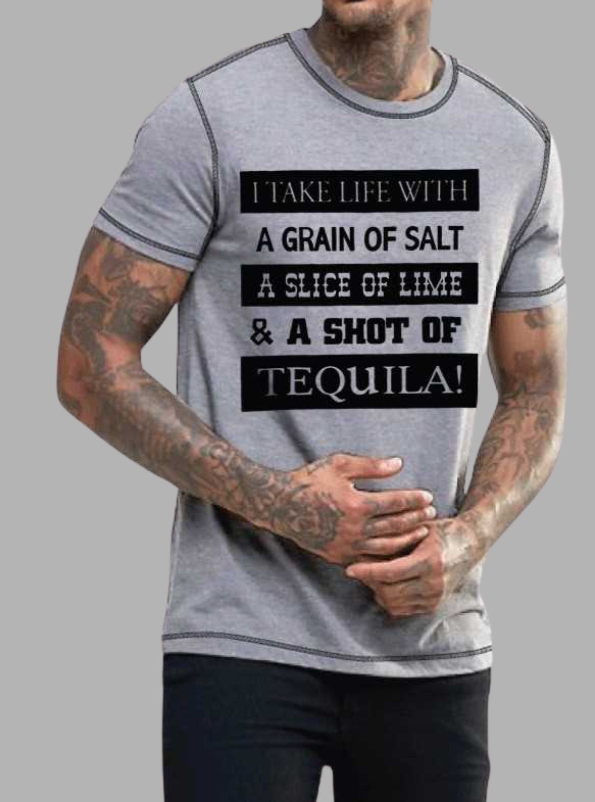 Grey Melange Typography Print T-Shirt for Men – Casual & Stylish by Boer and Fitch - Boer and Fitch