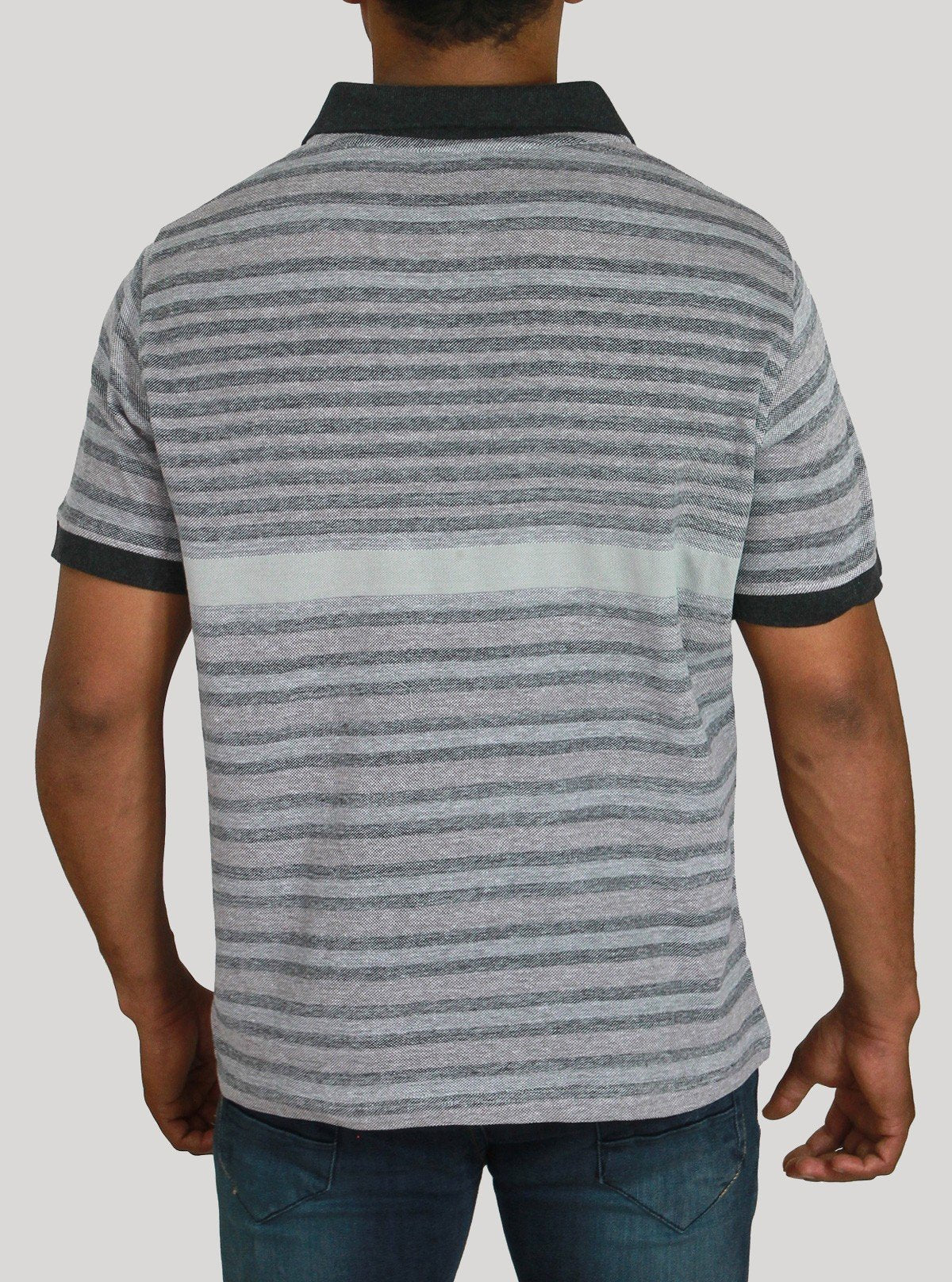 Grey Plated Striped Polo T-Shirt for Men – Boer and Fitch - Boer and Fitch