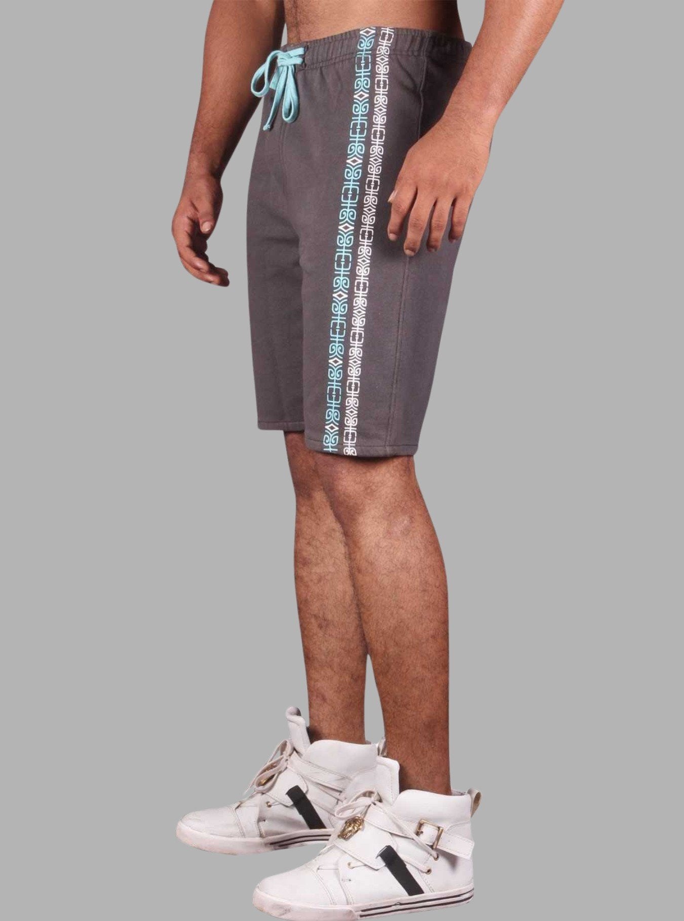 Grey Printed Fleece Shorts for Men – Casual Comfort Wear by Boer and Fitch - Boer and Fitch