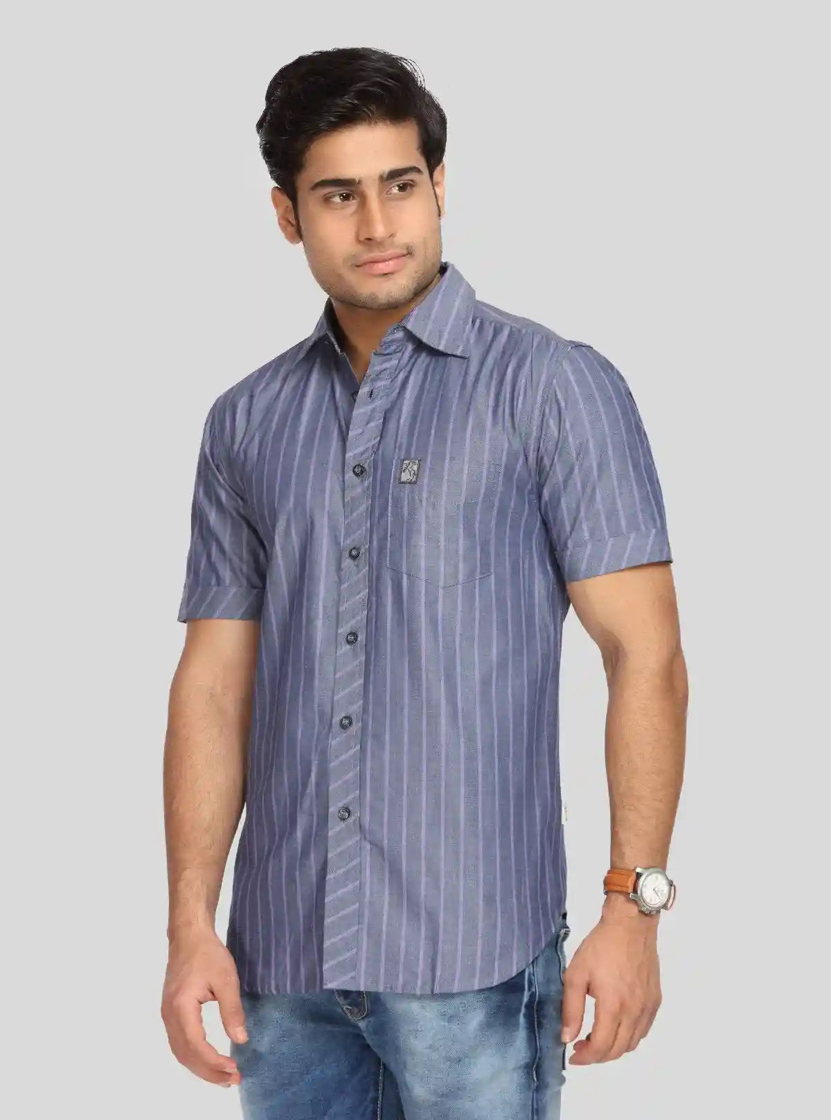Men’s Indigo Striped Linen Shirt – Breathable Summer Essential | Buy Online at gep32c-qs.myshopify.com
