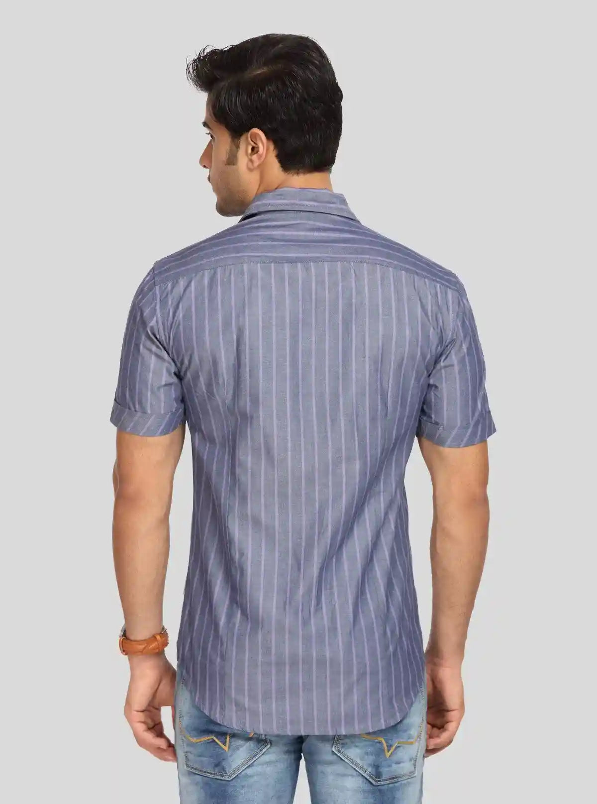 Men’s Indigo Striped Linen Shirt – Breathable Summer Essential | Buy Online at gep32c-qs.myshopify.com