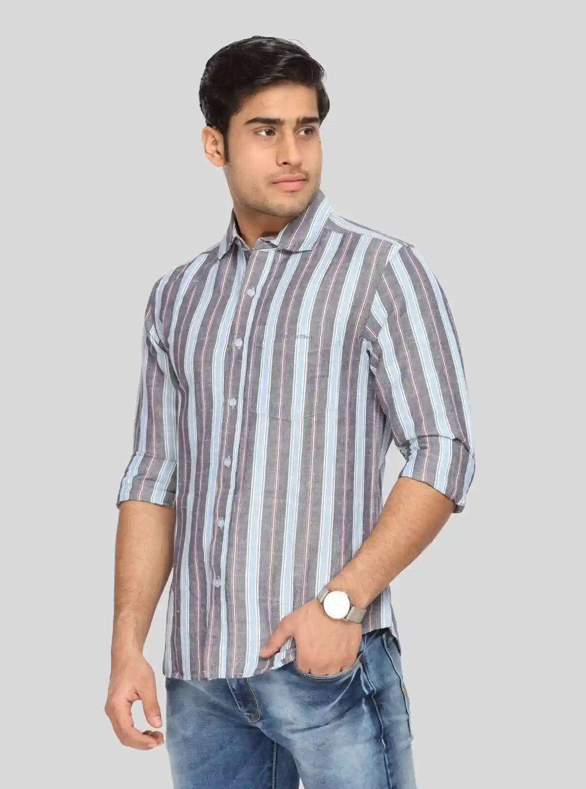 Men's Light Grey Linen Shirt – Breezy, Minimal & Effortlessly Sophisticated | Buy Online at gep32c-qs.myshopify.com