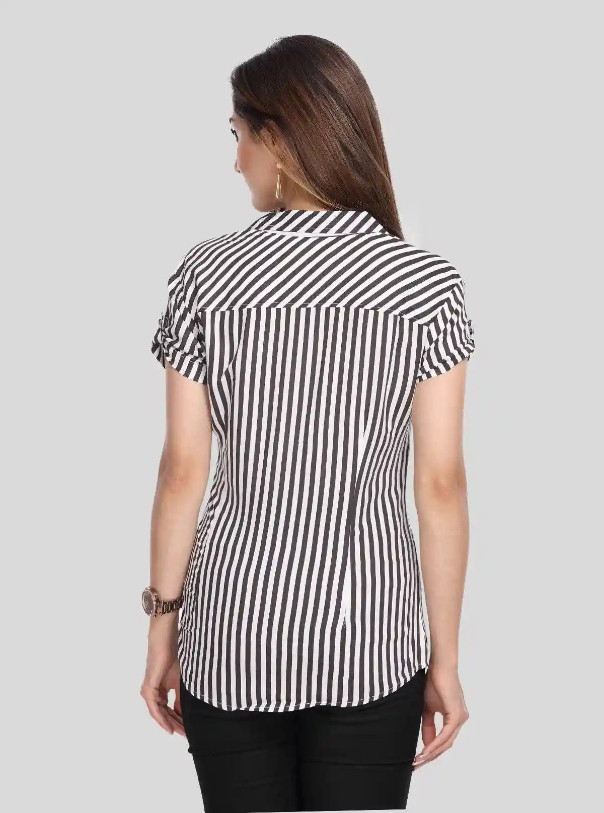 Women’s Black Vertical Stripe Short Sleeve Shirt by Boer and Fitch | Buy Online at  Boer and Fitch