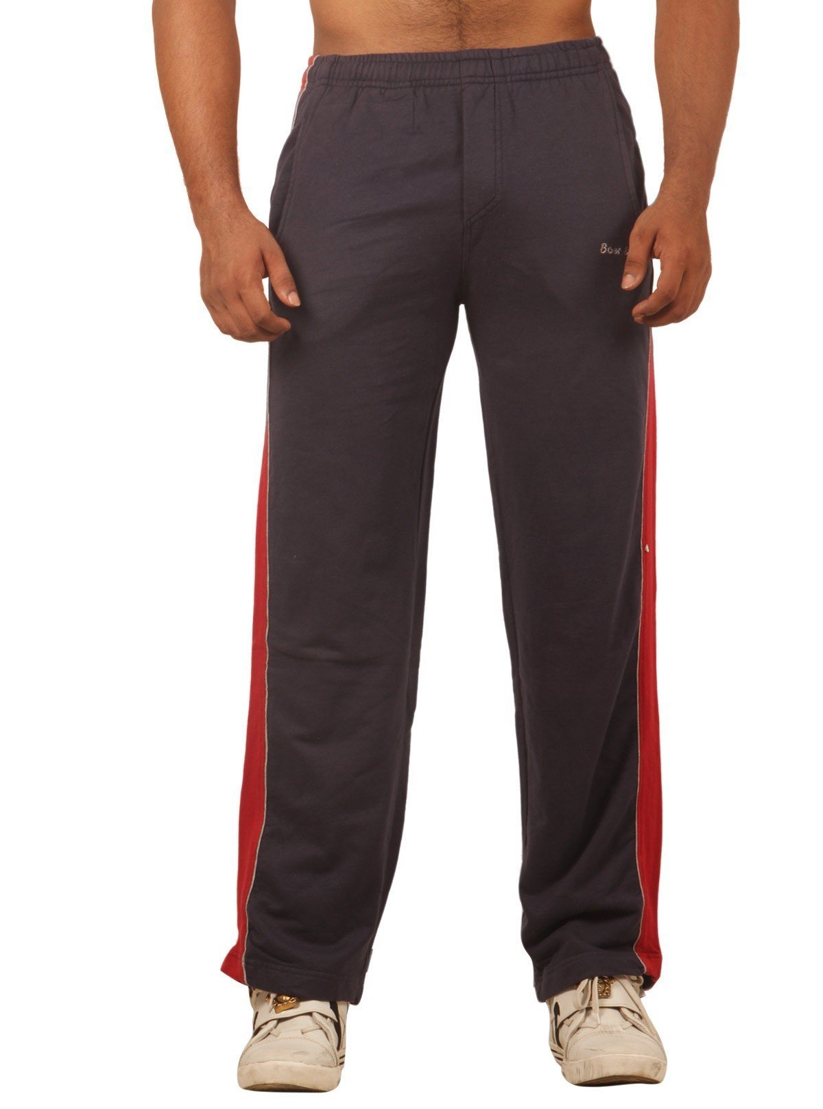 Grey Track Pants with Red Stripes for Men – Comfortable Sportswear by Boer and Fitch - Boer and Fitch