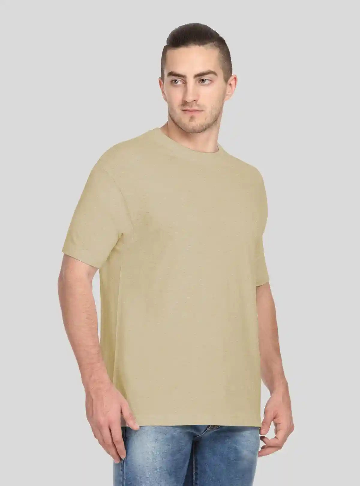 Men’s Beige Round Neck T-Shirt – Comfortable & Stylish | Boer & Fitch | Buy Online at  Boer and Fitch