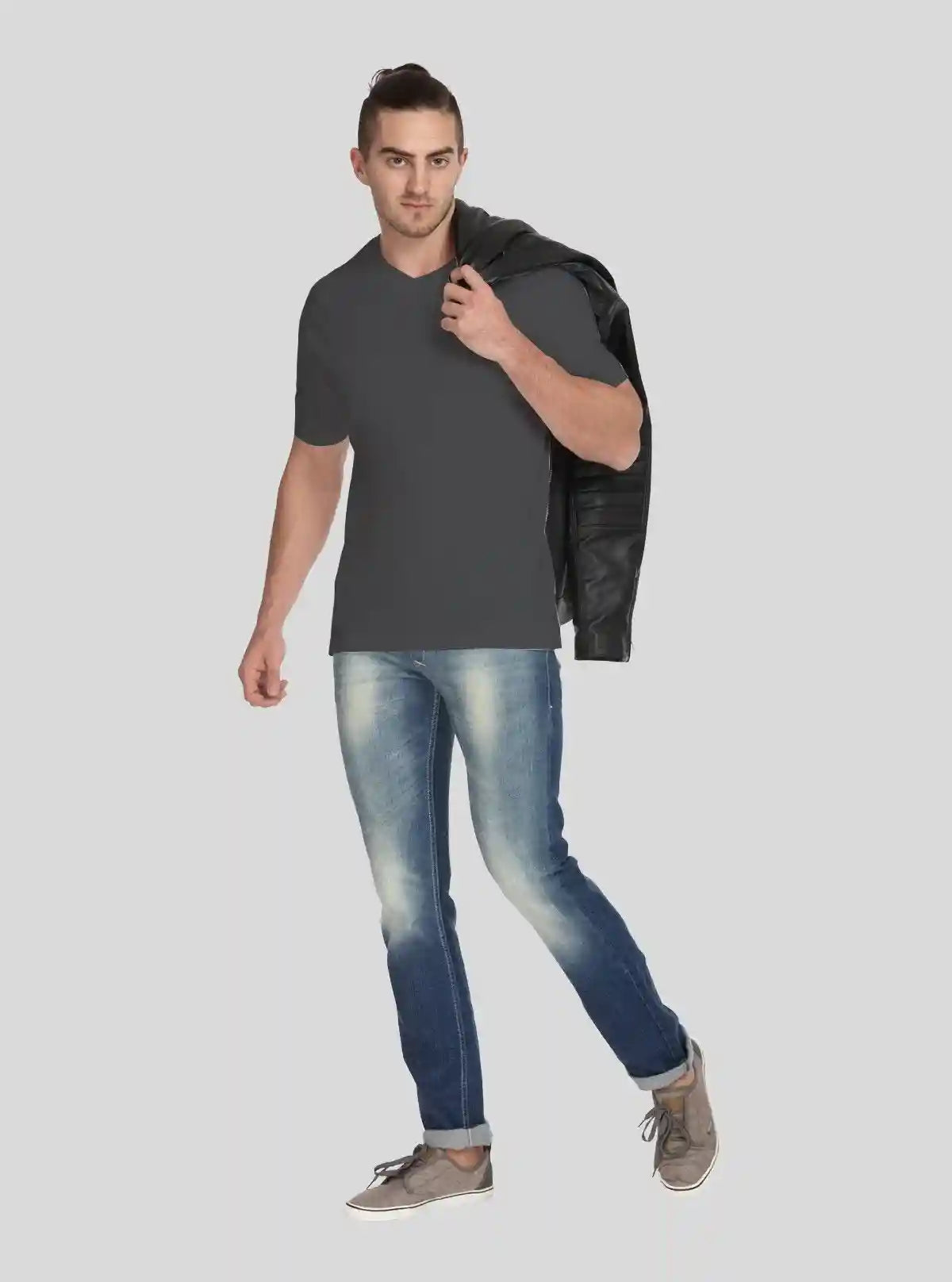 Men’s Dusted Grey V-Neck T-Shirt – Soft & Stylish | Boer & Fitch | Buy Online at  Boer and Fitch