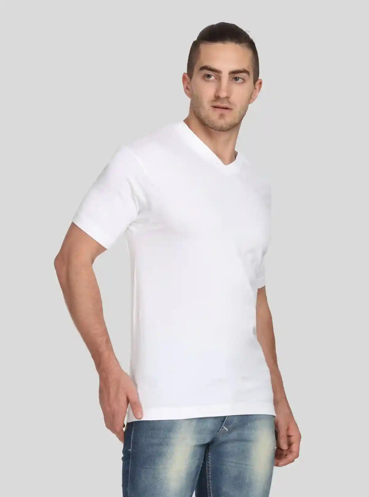 Men’s White Basic V-Neck T-Shirt – Classic Cotton Tee for Everyday Wear | Buy Online at  Boer and Fitch