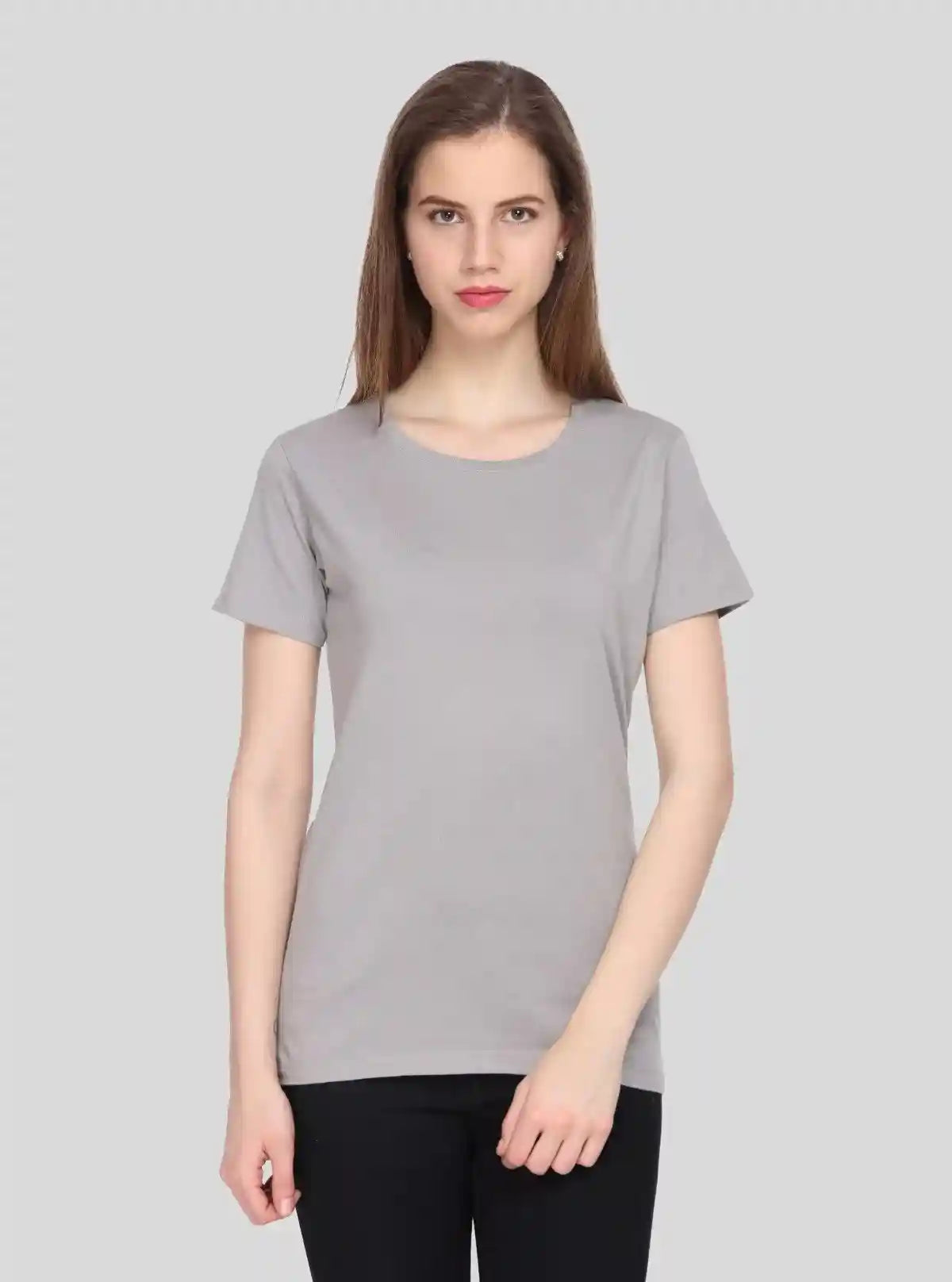 Women's Grey Solid Crew Neck Cotton Jersey Short Sleeve T-Shirt by Boer and Fitch | Buy Online at  Boer and Fitch