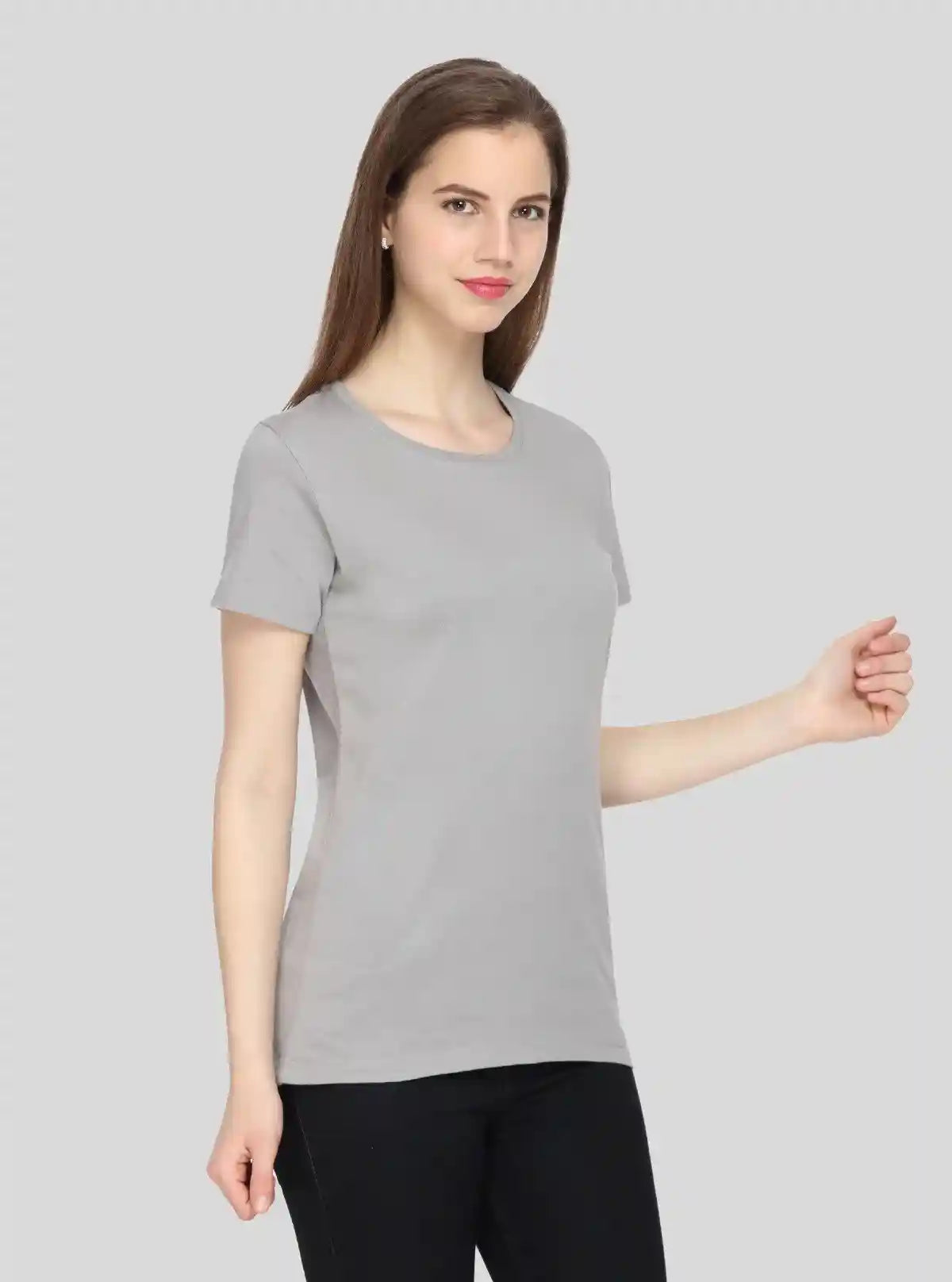 Women's Grey Solid Crew Neck Cotton Jersey Short Sleeve T-Shirt by Boer and Fitch | Buy Online at  Boer and Fitch