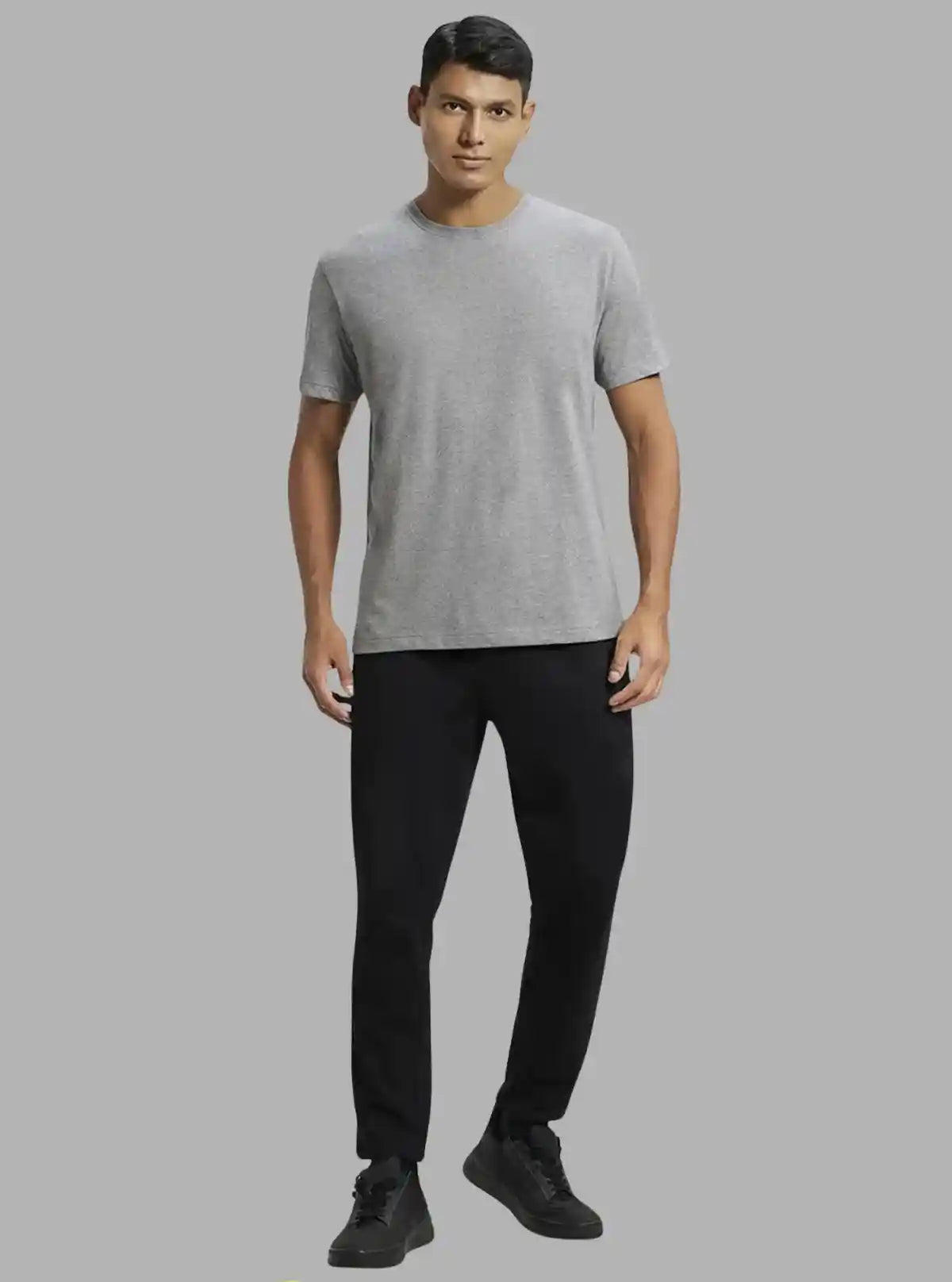 Men's Grey Melange Basic Crew Neck T-Shirt – Classic Comfort Redefined