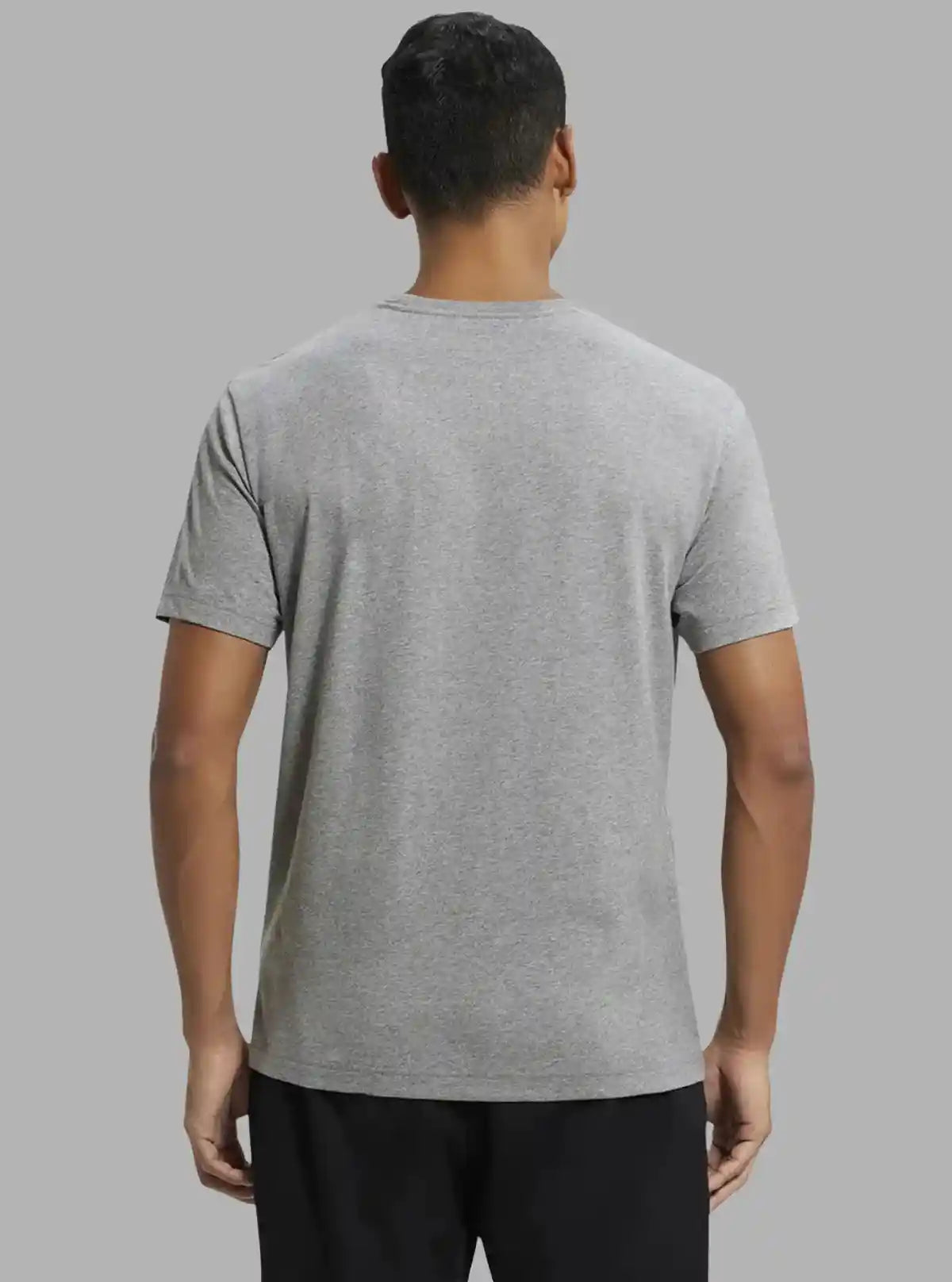 Men's Grey Melange Printed T-Shirt – Modern Graphic Tee in Soft Cotton