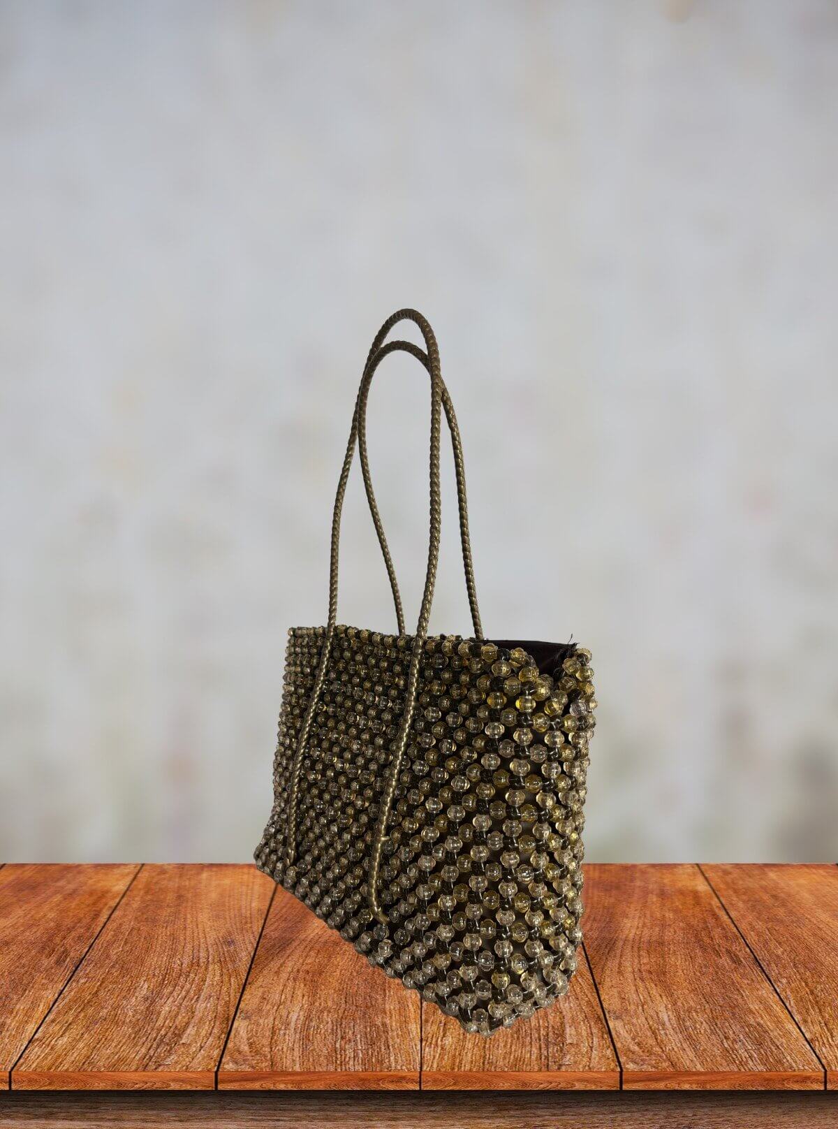 Handmade Women’s Yellow Wire Bag with Glass Beads – Stylish Handcrafted Designer Tote - Boer and Fitch
