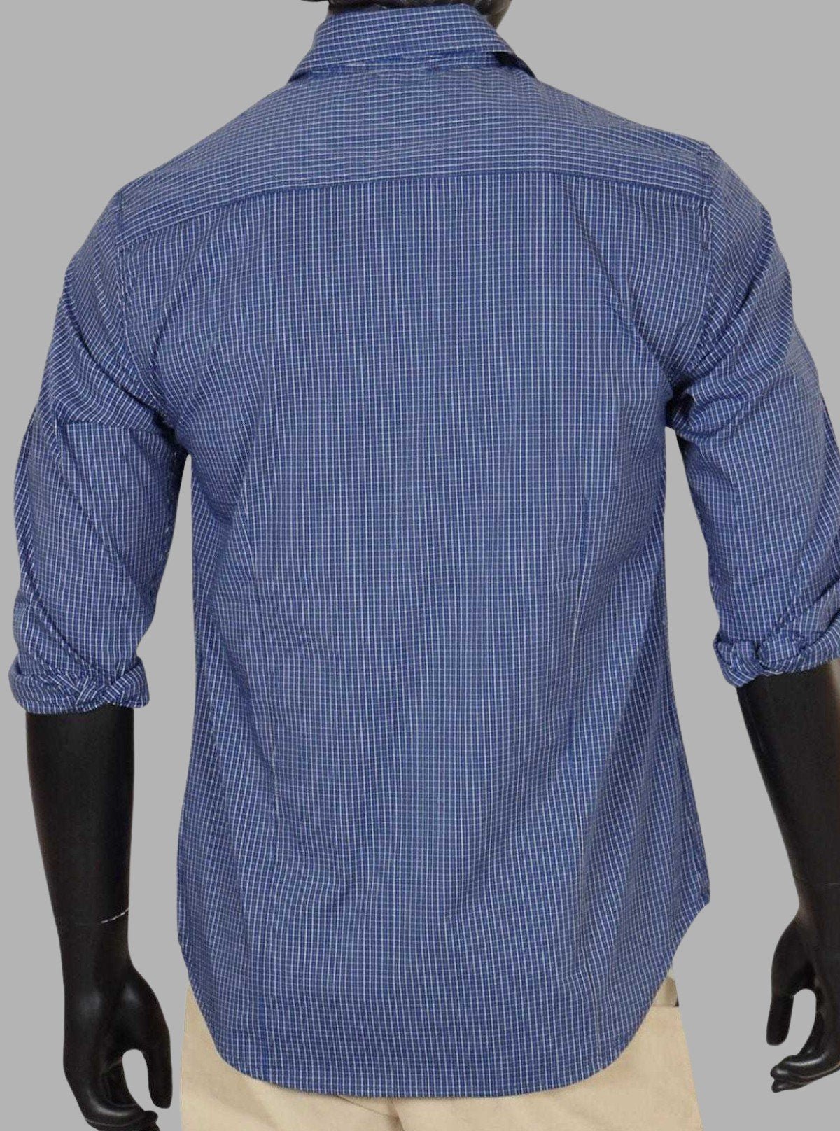 Ink Blue Micro Checked Slim Fit Full Sleeve Shirt for Men – Casual & Smart by Boer and Fitch - Boer and Fitch