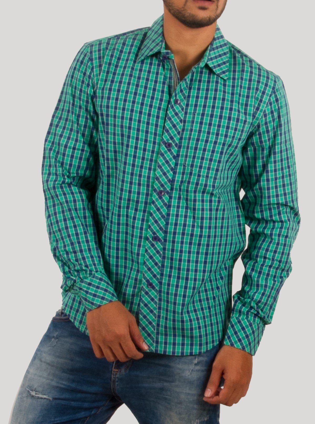 Leaf Green Checked Long Sleeve Shirt for Men – Boer and Fitch - Boer and Fitch