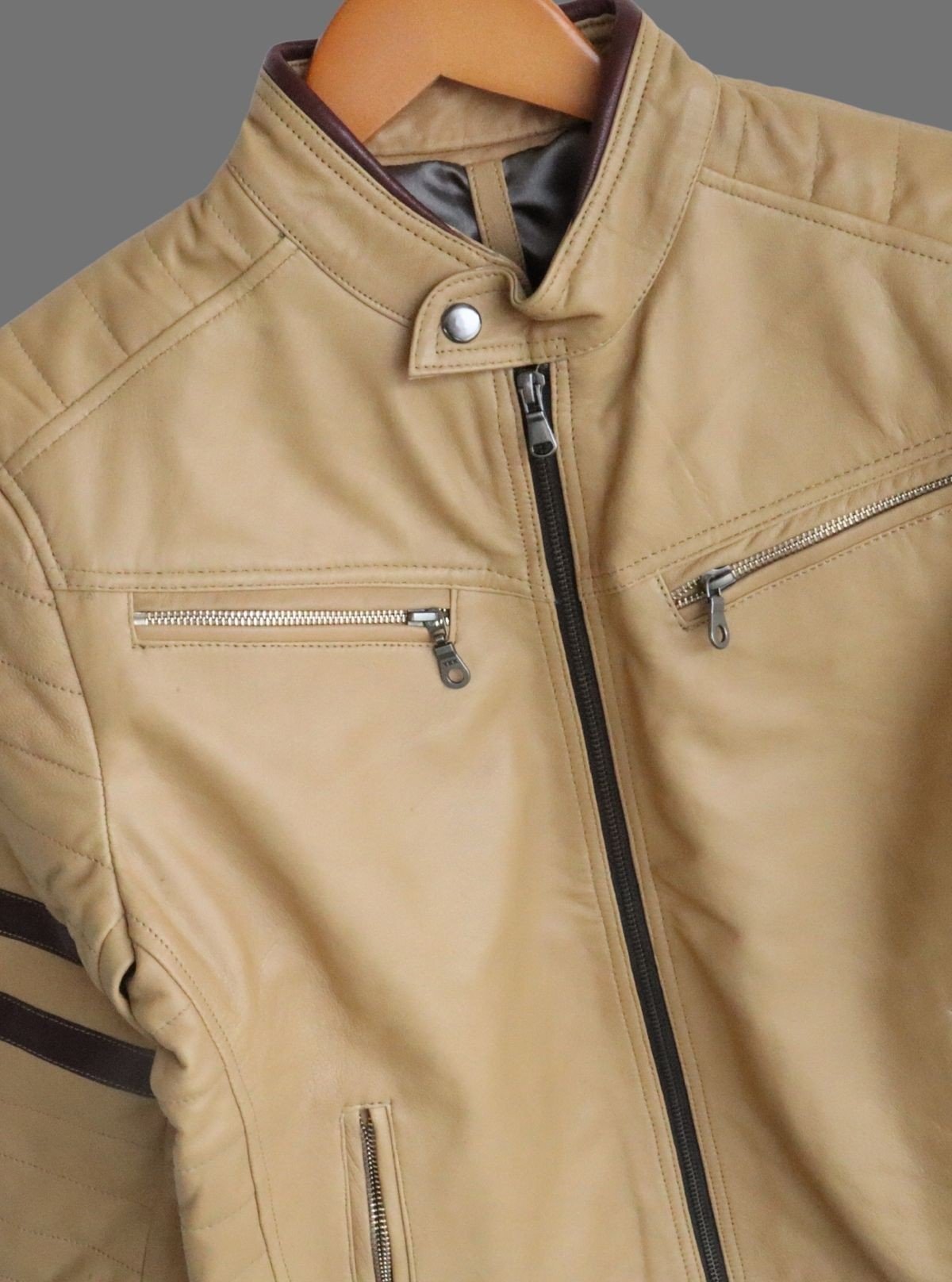 Light Brown Leather Jacket for Men – Classic Casual by Boer and Fitch - Boer and Fitch
