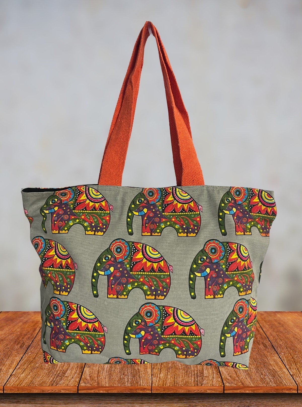 Mandala Elephant Grey Canvas Bag – Boho Chic Ethnic Tote by Boer and Fitch - Boer and Fitch