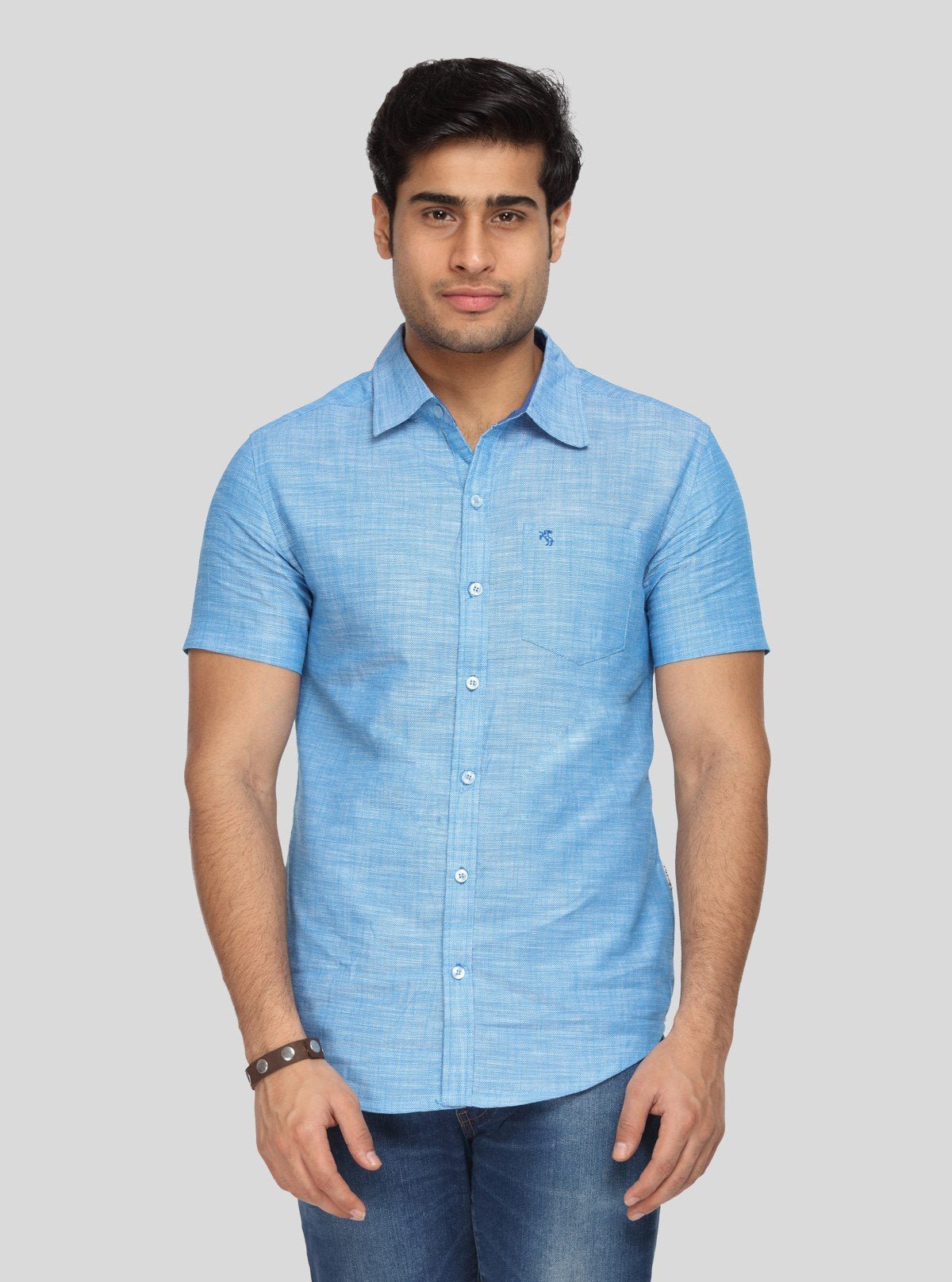 Men’s Aqua Blue Solid Slim Fit Shirt – Modern Elegance by Boer & Fitch - Boer and Fitch