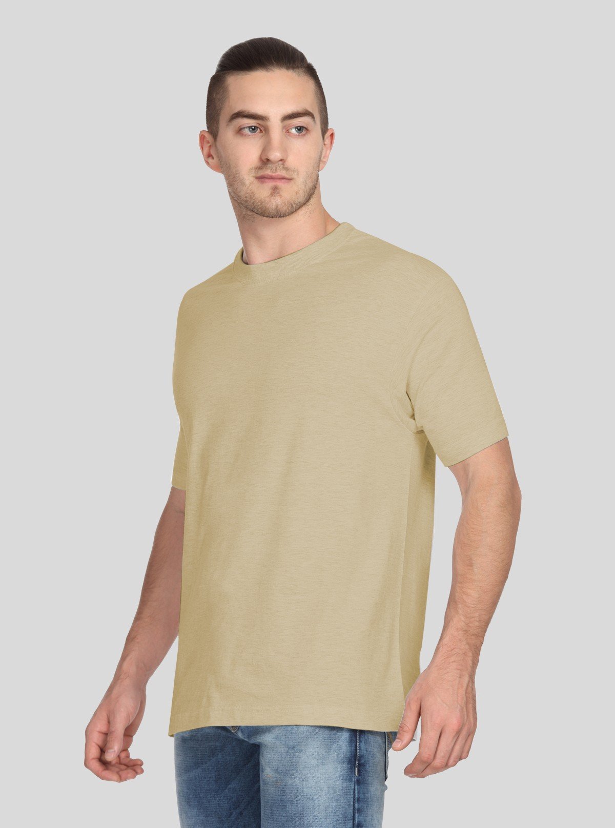 Men’s Beige Round Neck T-Shirt – Comfortable & Stylish | Boer & Fitch - Boer and Fitch