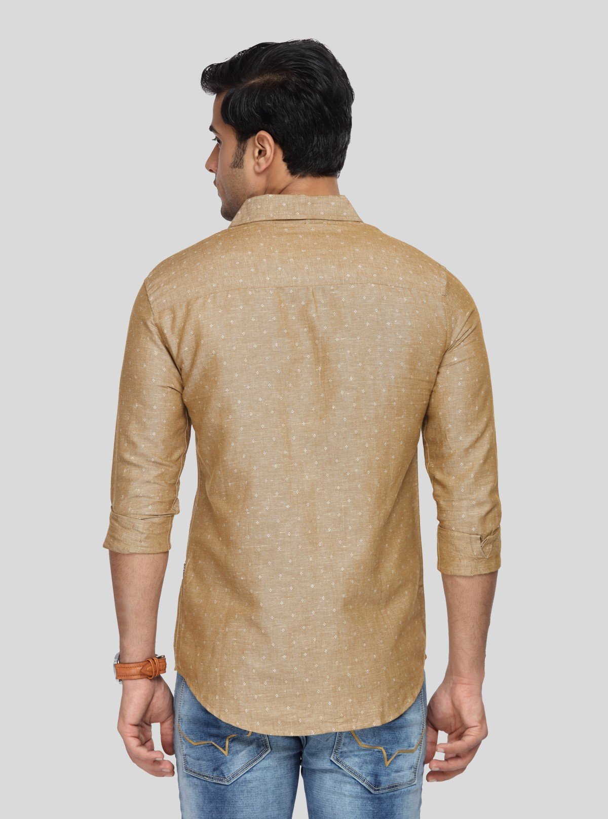 Men’s Beige Textured Printed Slim Fit Shirt – Refined Style by Boer & Fitch - Boer and Fitch