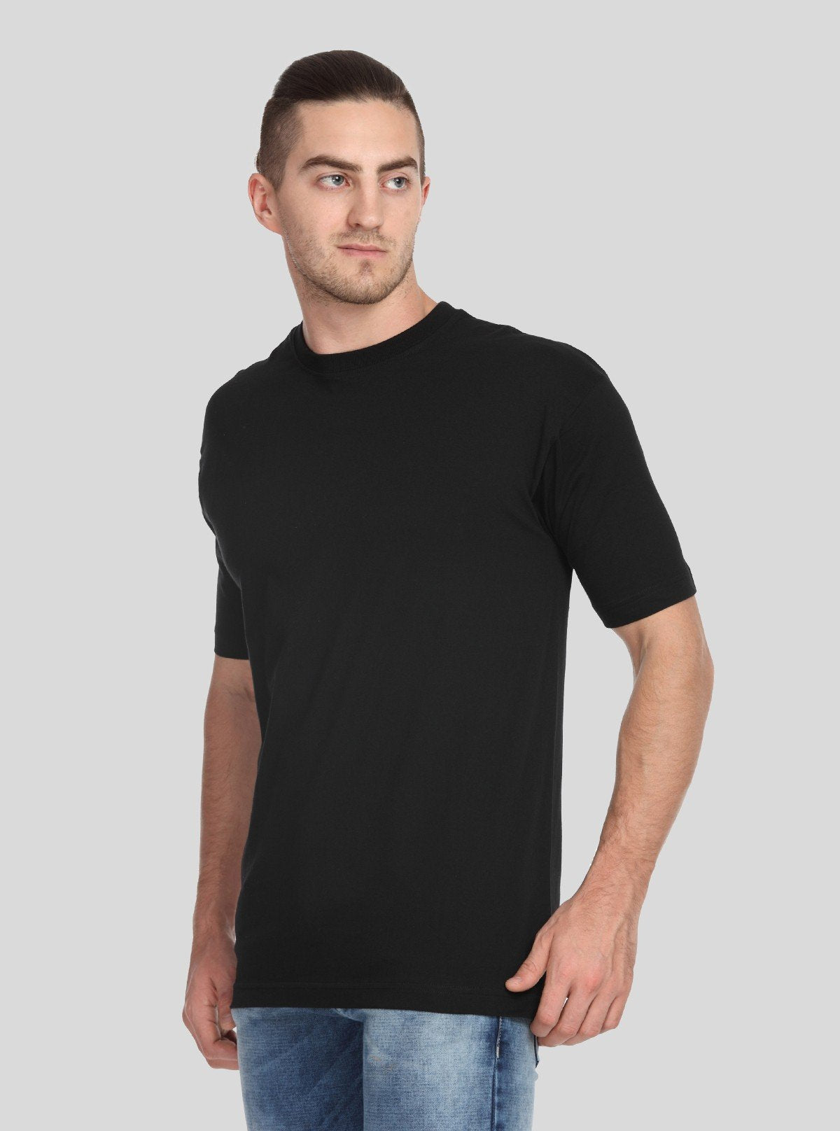 Men's Black Basic Round Neck T-Shirt – Timeless Comfort for Everyday Wear - Boer and Fitch