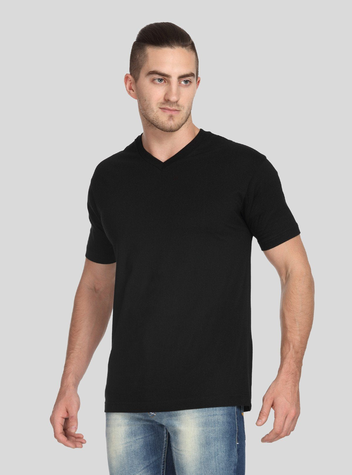 Men’s Black Basic V - Neck T-Shirt – Classic Everyday Comfort Cotton Tee - Boer and Fitch