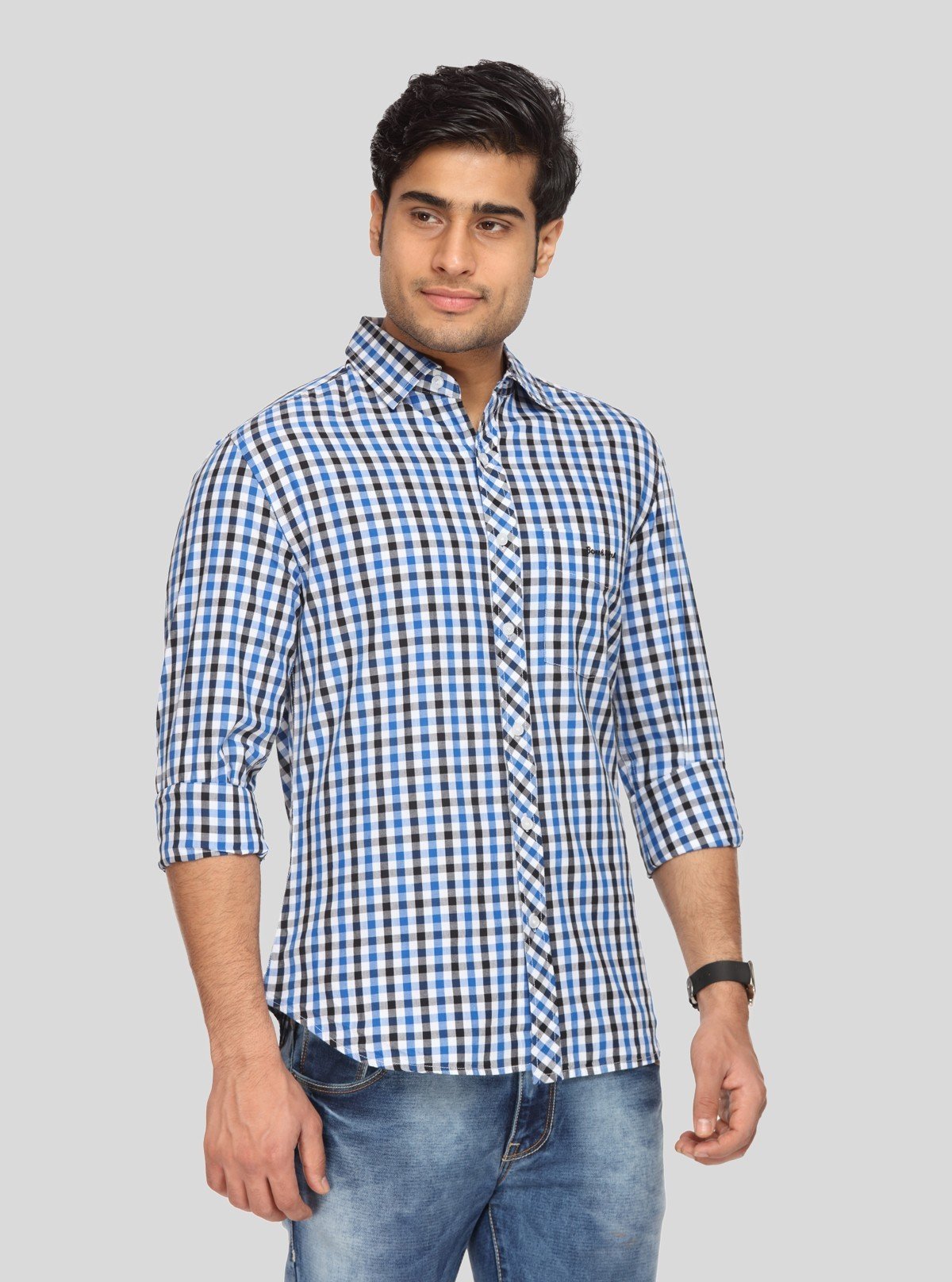 Men's Black & Blue Checkered Shirt – Bold, Classic & Everyday Essential - Boer and Fitch