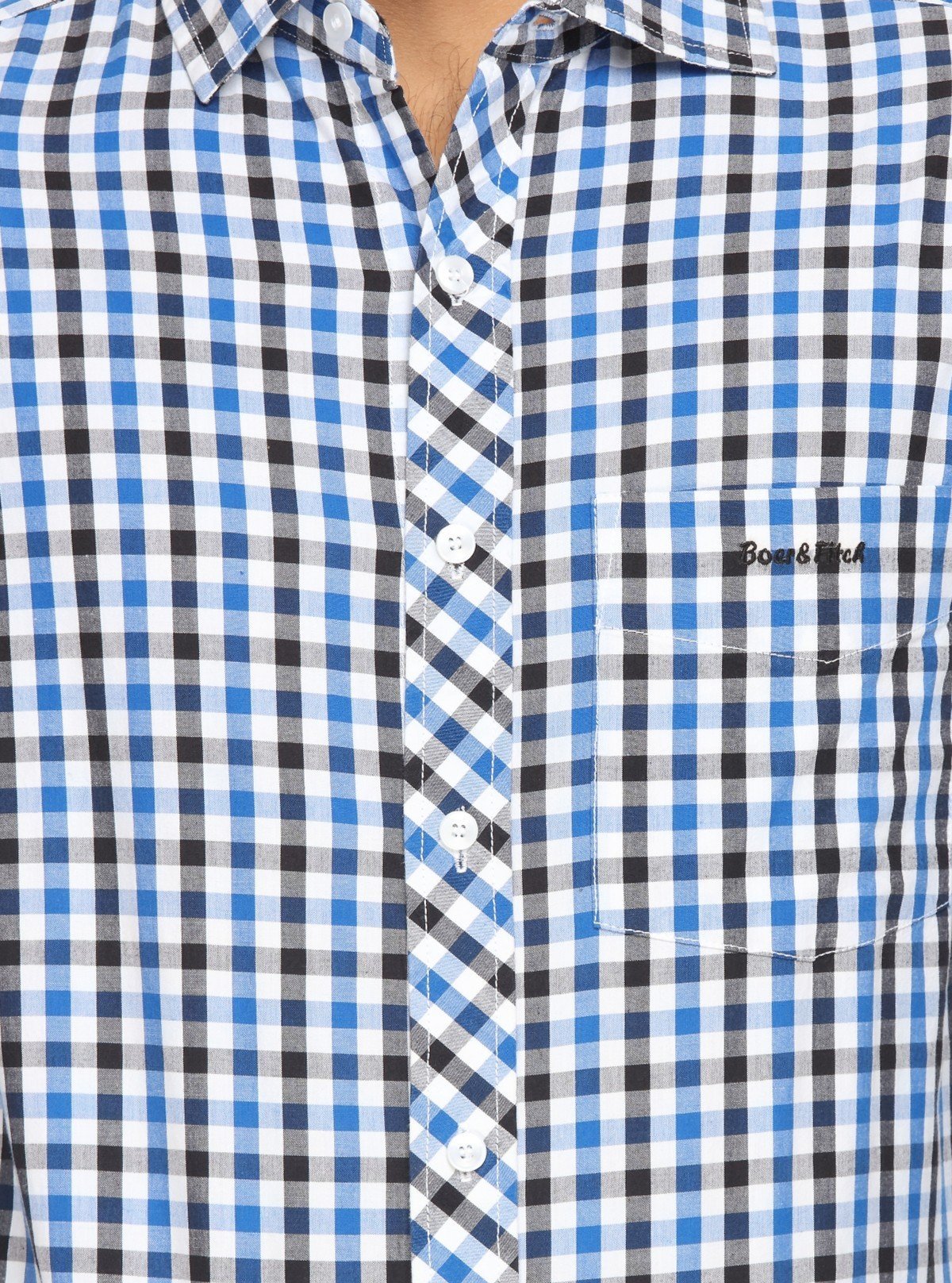Men's Black & Blue Checkered Shirt – Bold, Classic & Everyday Essential - Boer and Fitch