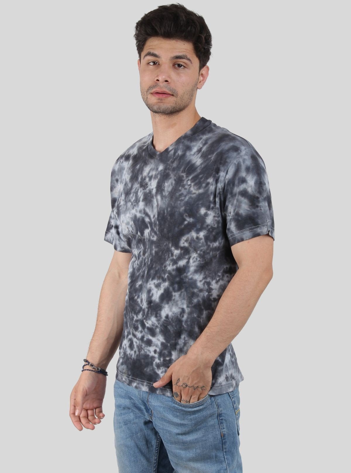 Men’s Black Foncé Tie and Dye T-Shirt – Edgy, Artistic Streetwear Style - Boer and Fitch