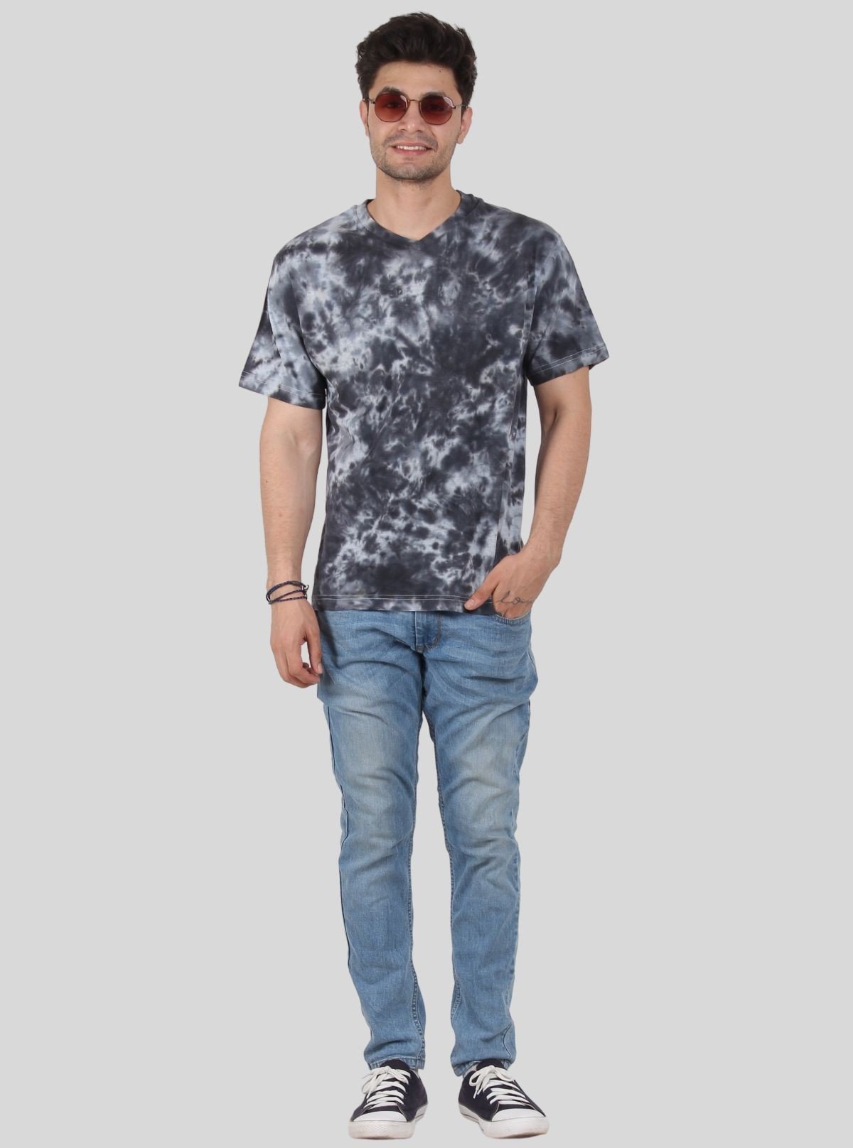 Men’s Black Foncé Tie and Dye T-Shirt – Edgy, Artistic Streetwear Style - Boer and Fitch