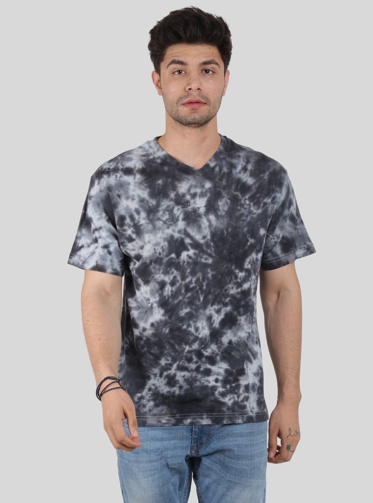 Men’s Black Foncé Tie and Dye T-Shirt – Edgy, Artistic Streetwear Style - Boer and Fitch