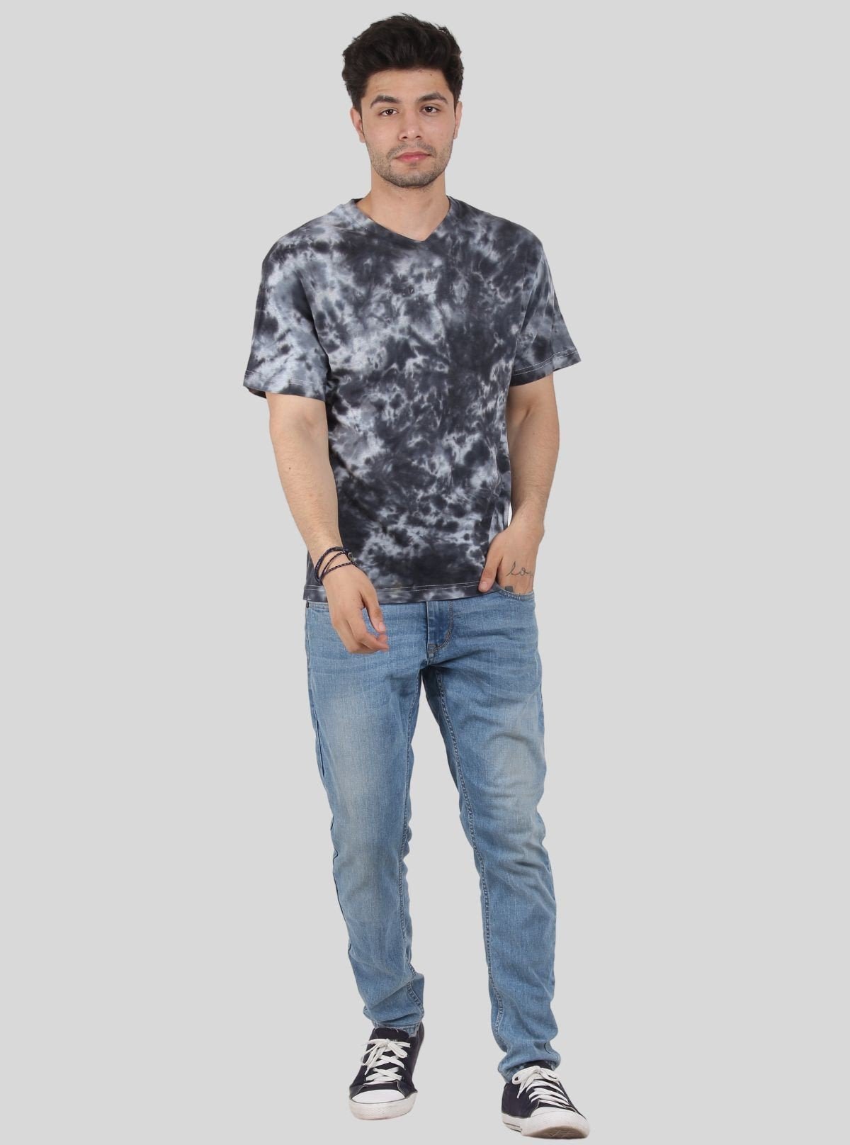 Men’s Black Foncé Tie and Dye T-Shirt – Edgy, Artistic Streetwear Style - Boer and Fitch