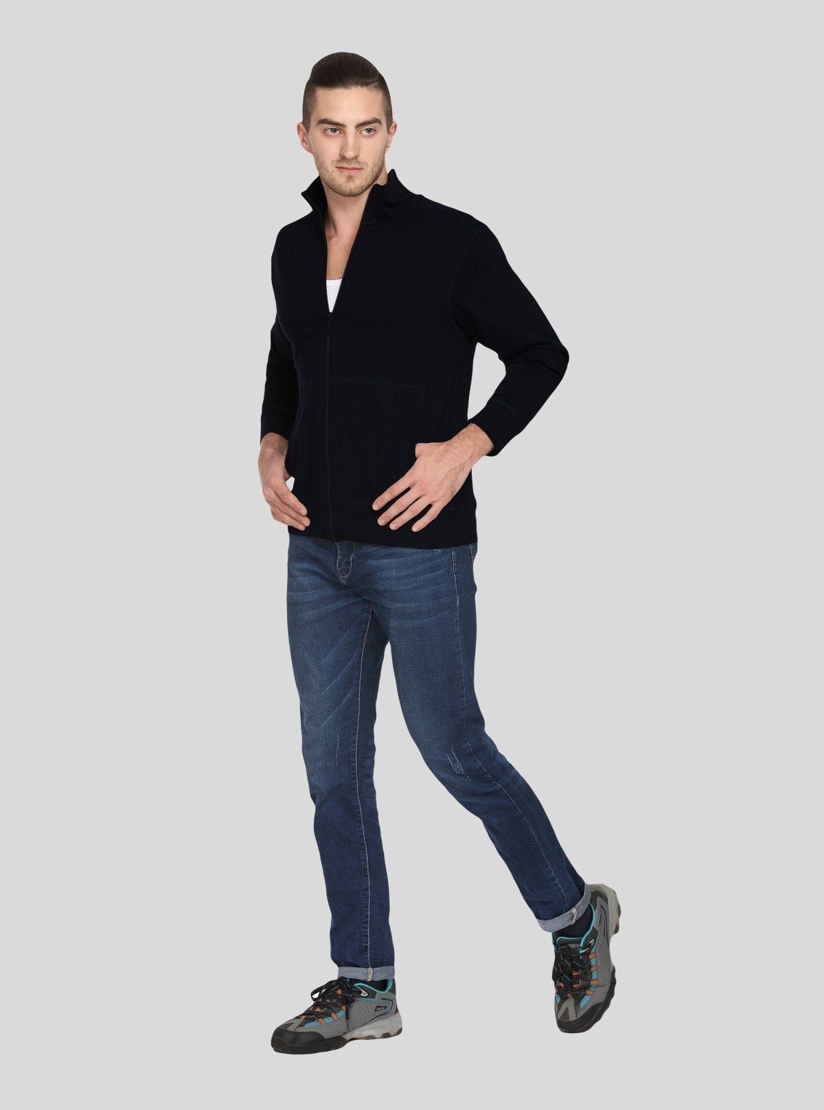 Men’s Black Full Zipper Cardigan – Sleek, Warm & Effortlessly Versatile - Boer and Fitch