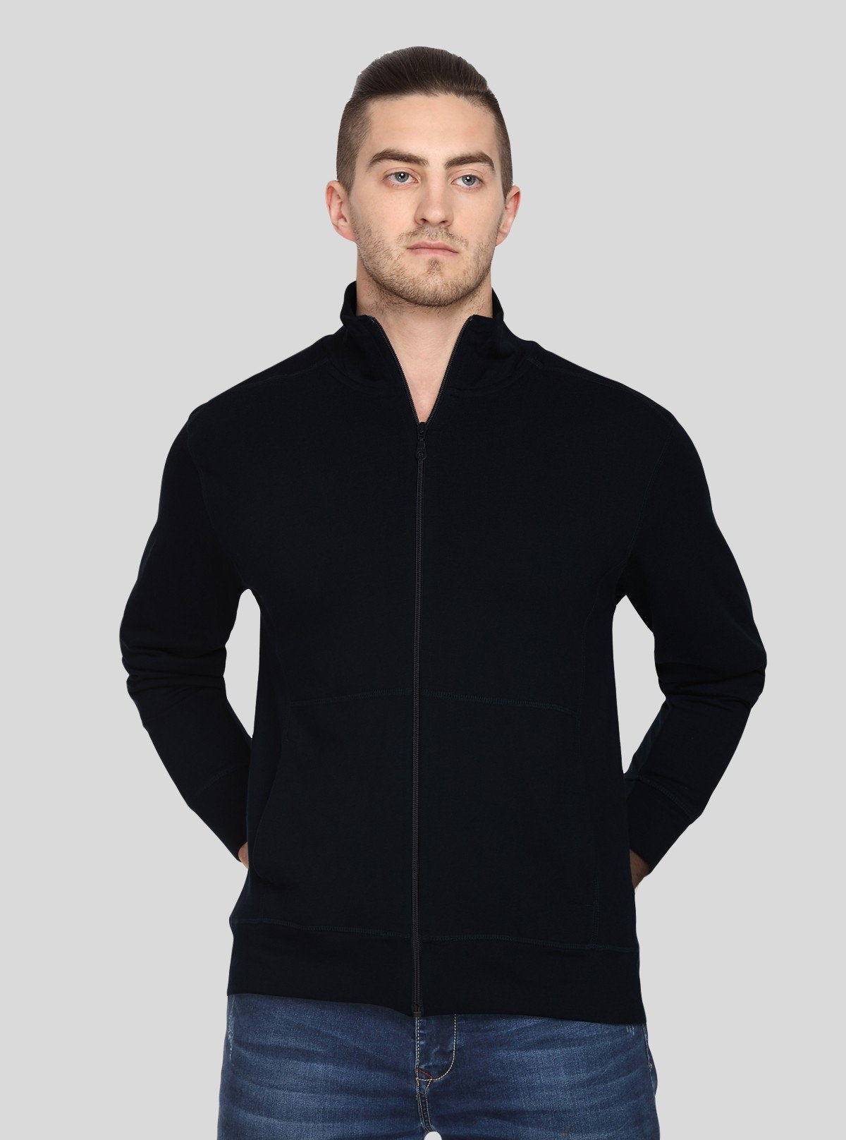 Men’s Black Full Zipper Cardigan – Sleek, Warm & Effortlessly Versatile - Boer and Fitch
