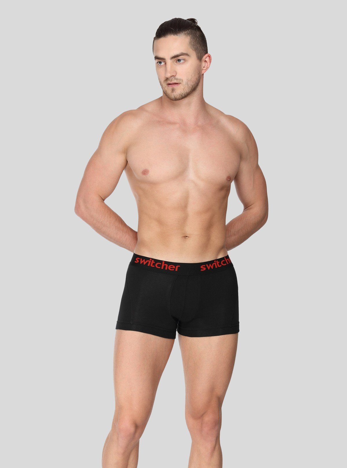 Men’s Black Modern Banded Trunks – Stretch Cotton Comfort Fit - Boer and Fitch