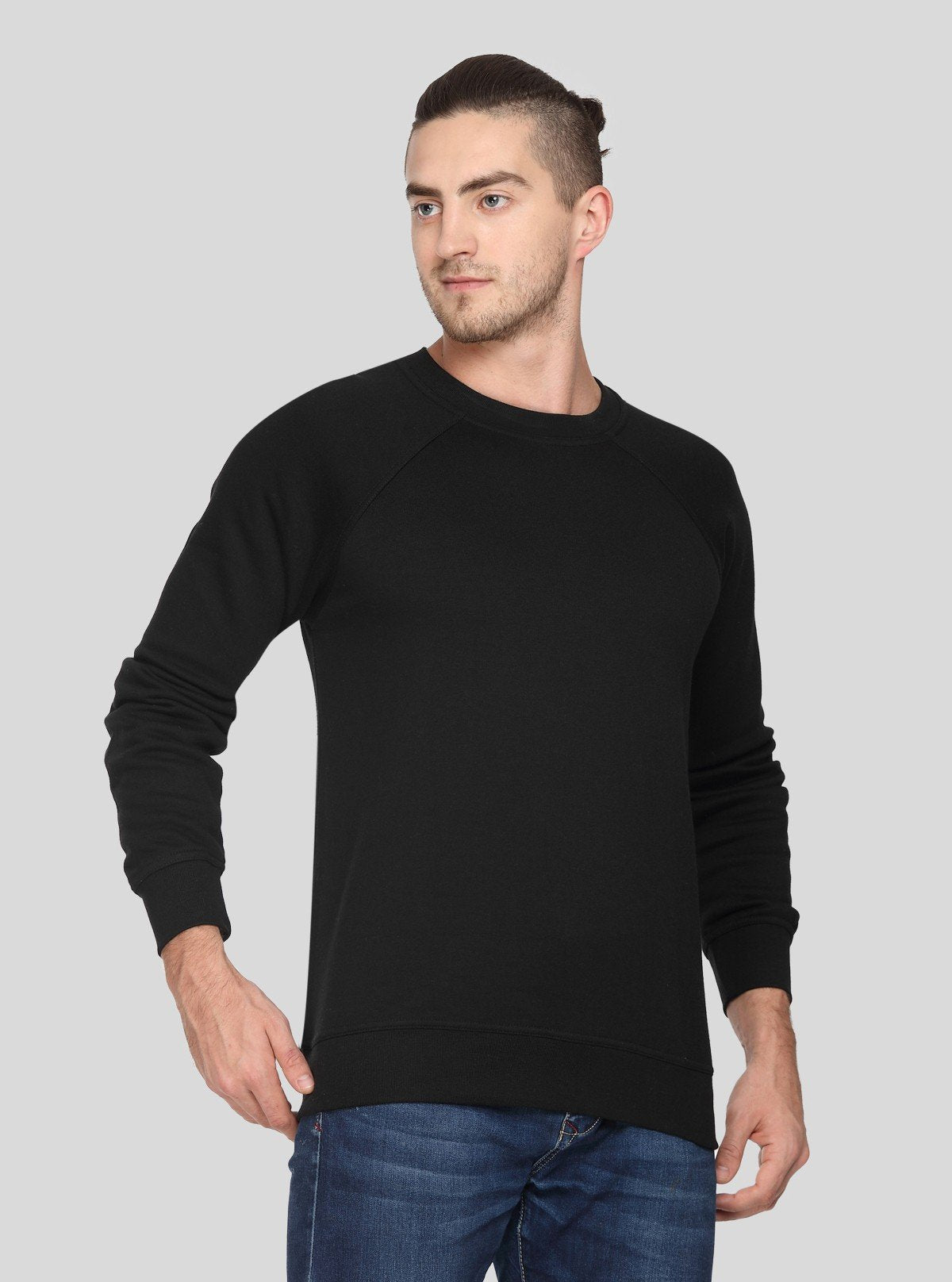 Men’s Black Raglon Fleece Sweatshirt – Sleek Design, All - Day Warmth - Boer and Fitch
