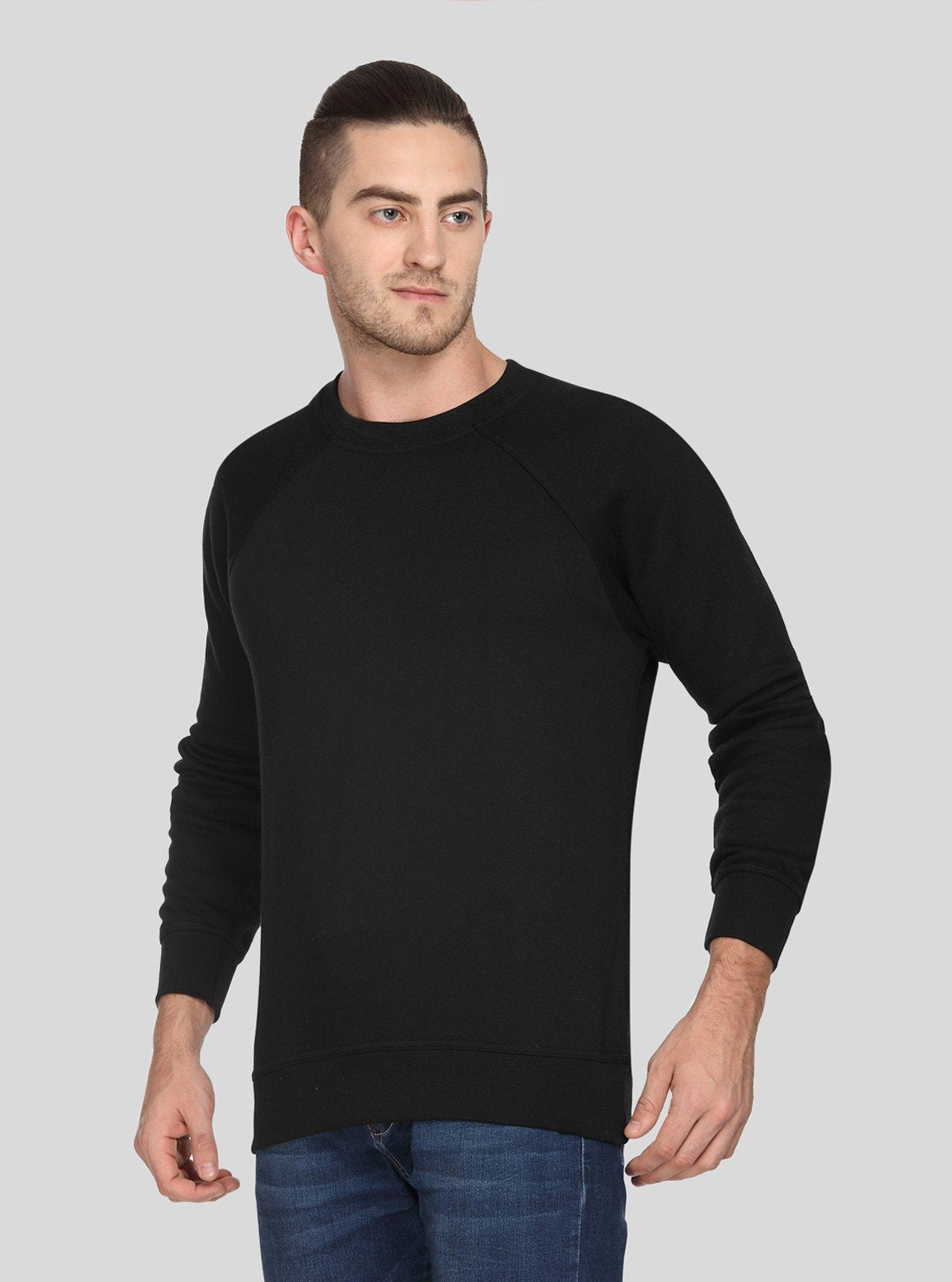 Men’s Black Raglon Fleece Sweatshirt – Sleek Design, All - Day Warmth - Boer and Fitch