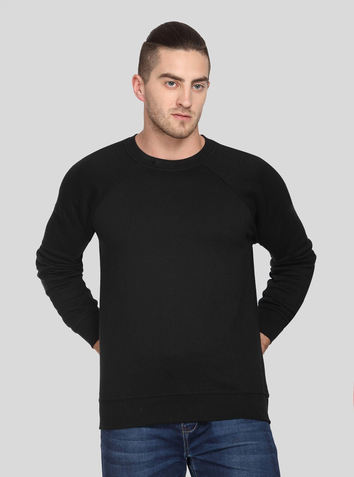 Men’s Black Raglon Fleece Sweatshirt – Sleek Design, All - Day Warmth - Boer and Fitch