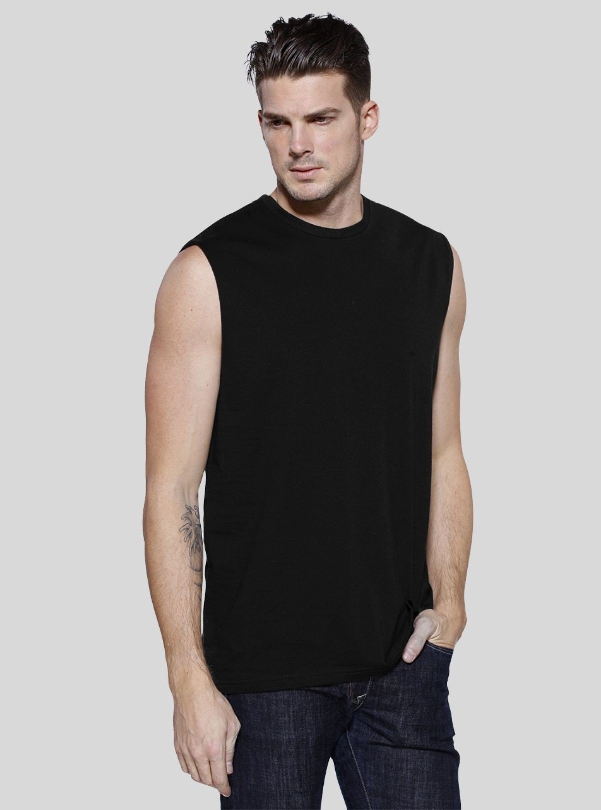 Men’s Black Sleeveless Gym Fit T-Shirt – Muscle Fit, Moisture - Wicking Performance - Boer and Fitch