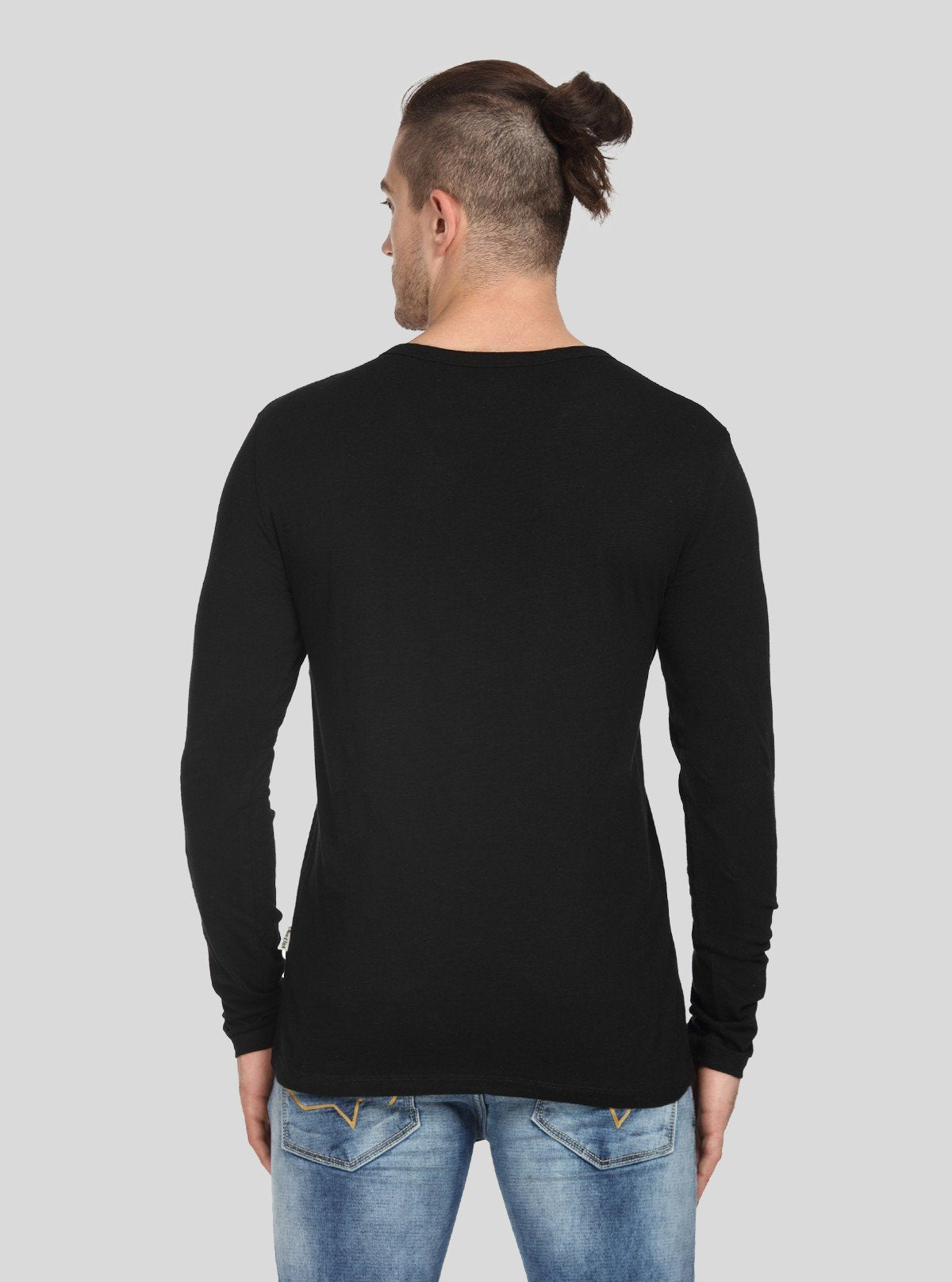 Men’s Black Waffle Knit Henley T-Shirt – Classic, Textured Comfort - Boer and Fitch