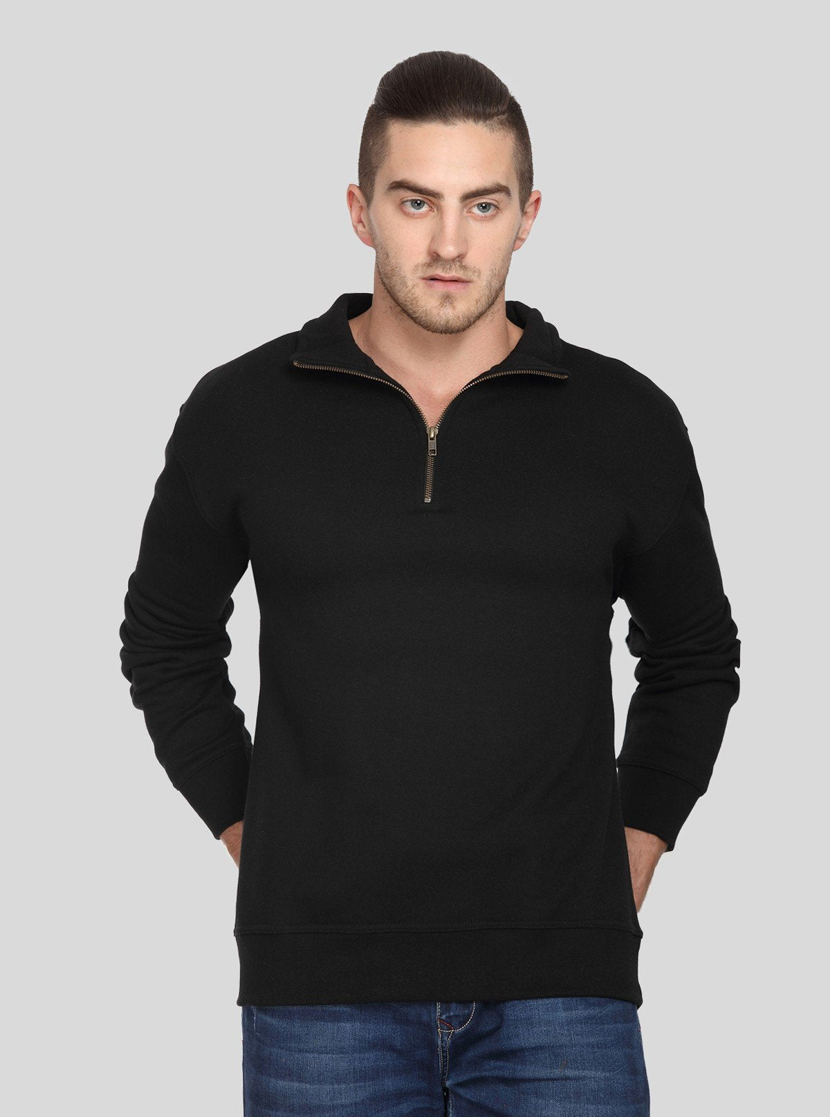 Men’s Black Zipper Collar Cardigan – Sleek, Smart & Versatile - Boer and Fitch