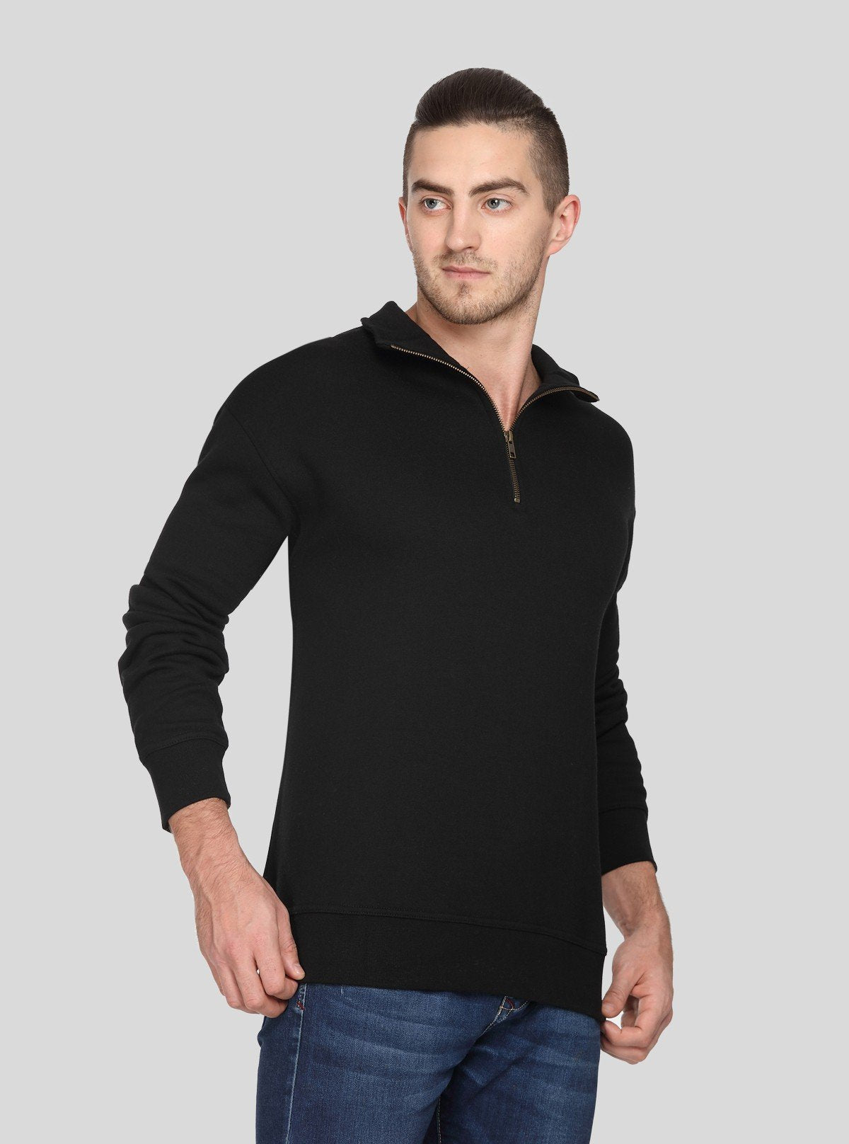 Men’s Black Zipper Collar Cardigan – Sleek, Smart & Versatile - Boer and Fitch