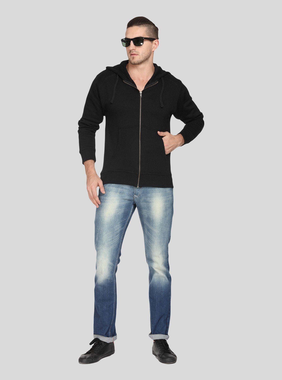 Men’s Black Zipper Hoodie – Classic Zip - Up with Urban Edge & Comfort - Boer and Fitch
