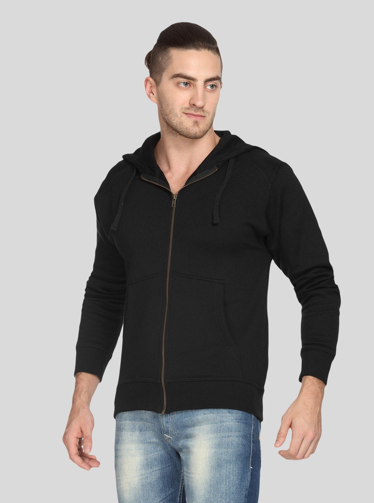 Men’s Black Zipper Hoodie – Classic Zip - Up with Urban Edge & Comfort - Boer and Fitch