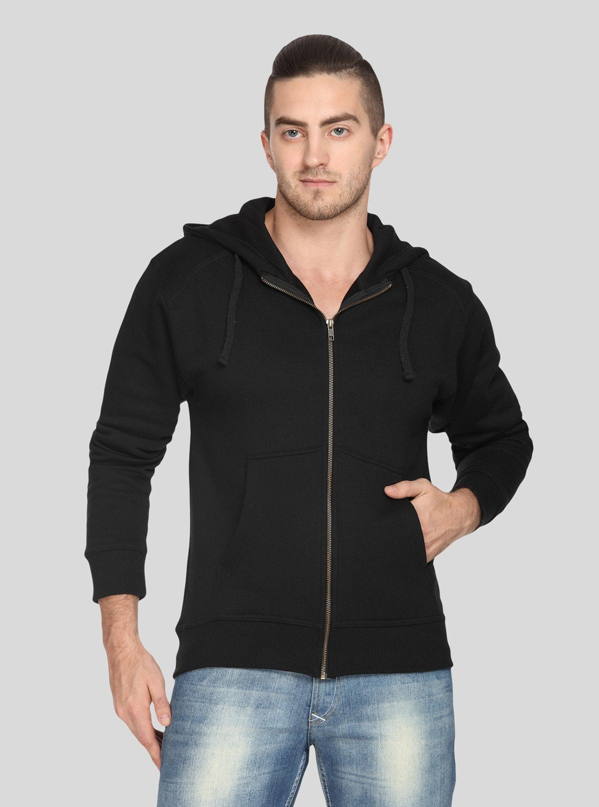 Men’s Black Zipper Hoodie – Classic Zip - Up with Urban Edge & Comfort - Boer and Fitch