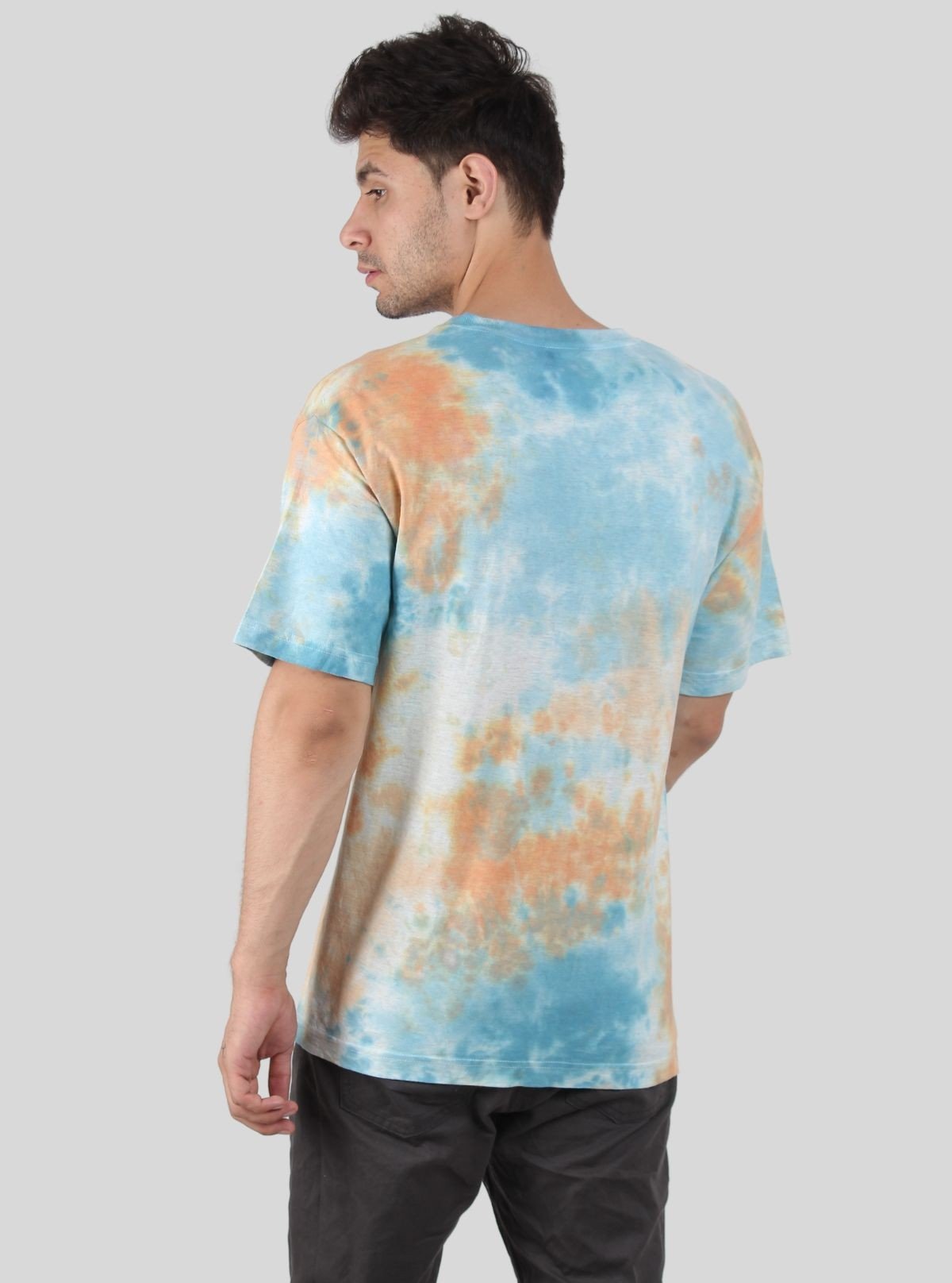 Men’s Blue and Saffron Tie and Dye T-Shirt – Bold, Vibrant Streetwear - Boer and Fitch