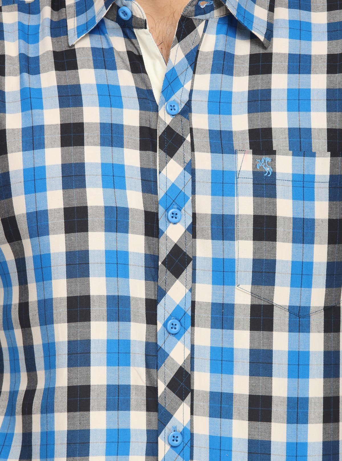 Men’s Blue Checked Full Sleeve Shirt – Classic Pattern, Modern Fit by Boer & Fitch - Boer and Fitch