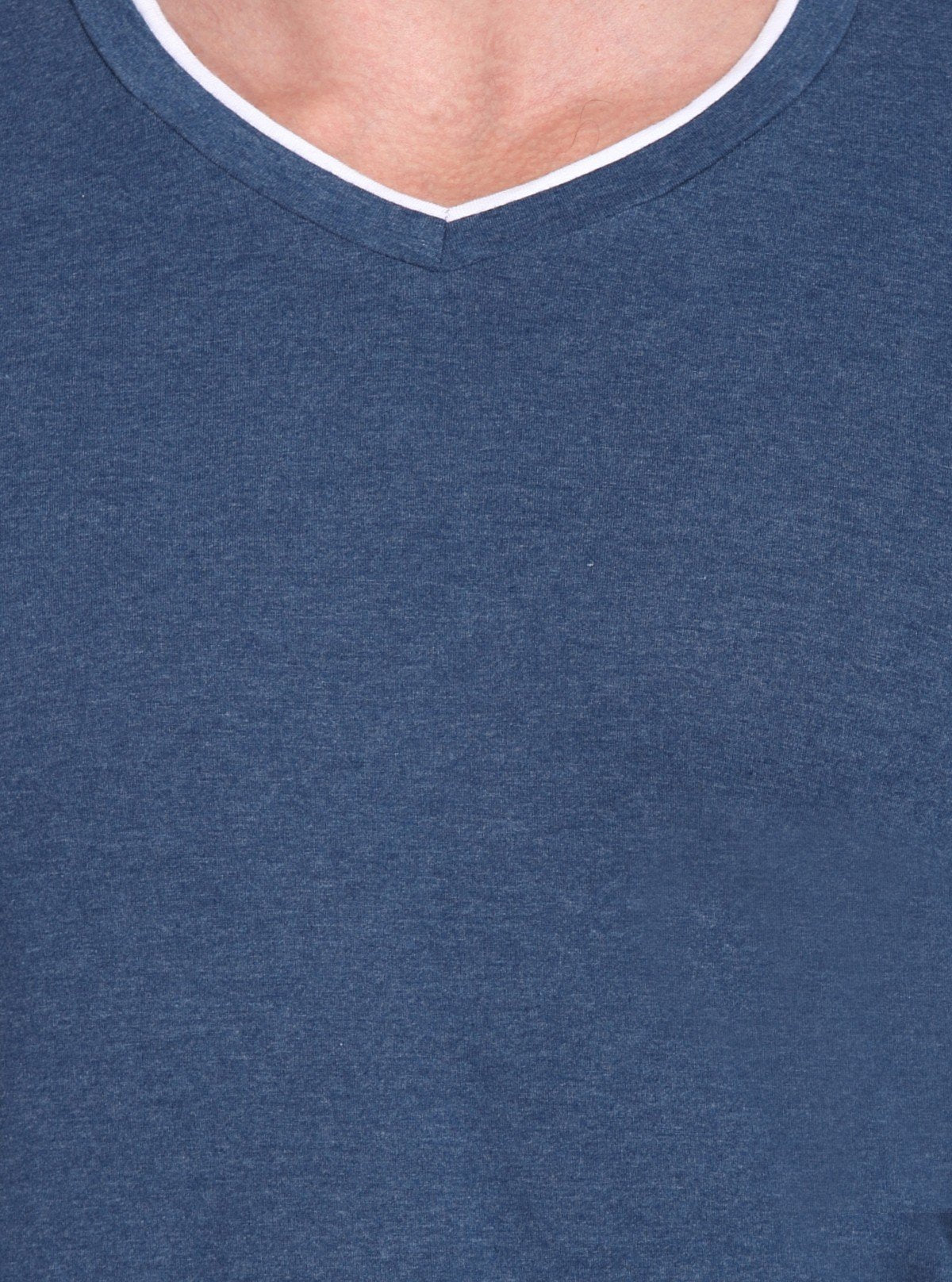 Men’s Blue Contrast Tipped V - Neck T-Shirt – Smart Casual Essential - Boer and Fitch