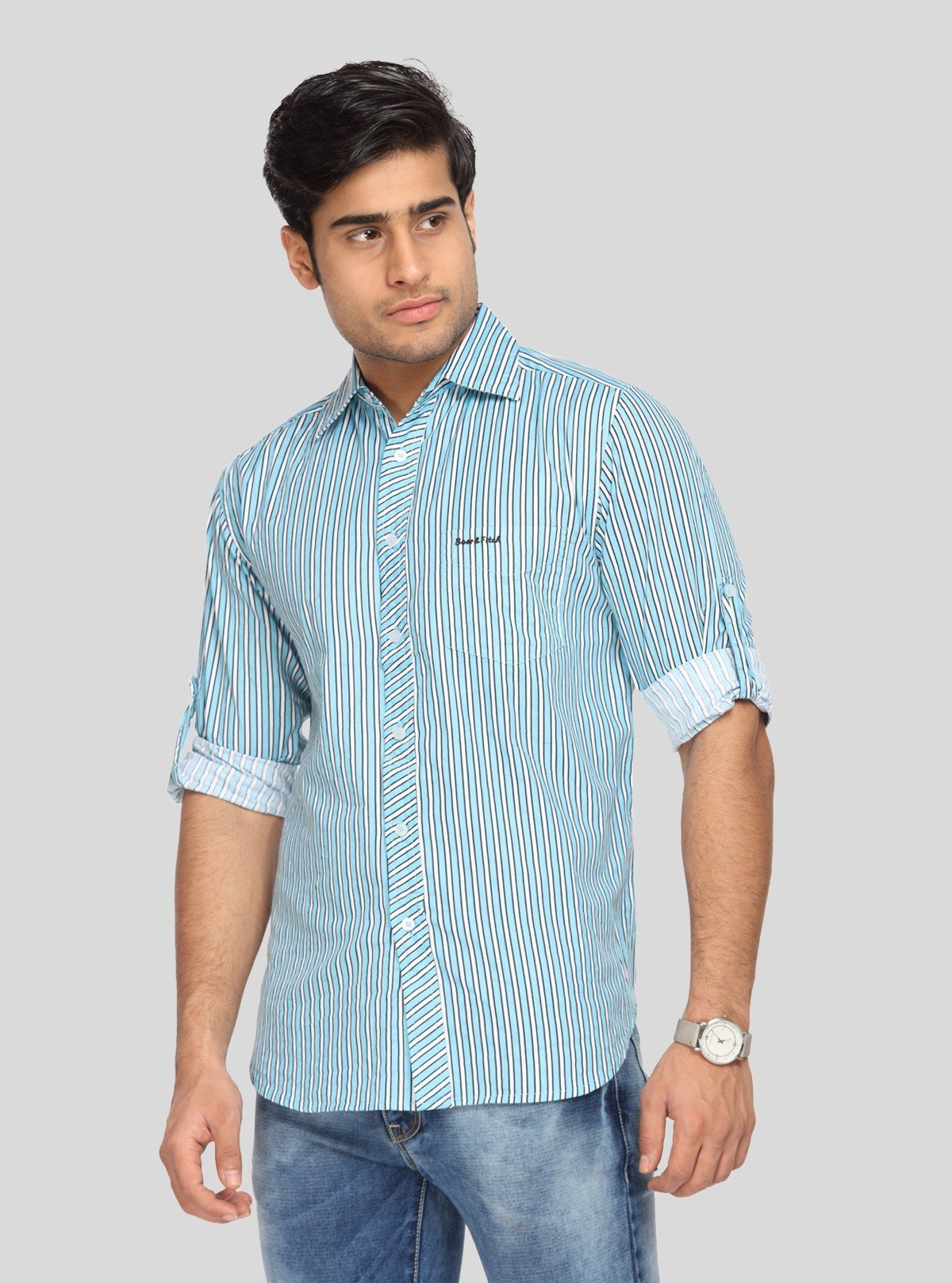 Men's Blue Printed Casual Shirt – Stylish, Lightweight & Weekend - Ready - Boer and Fitch