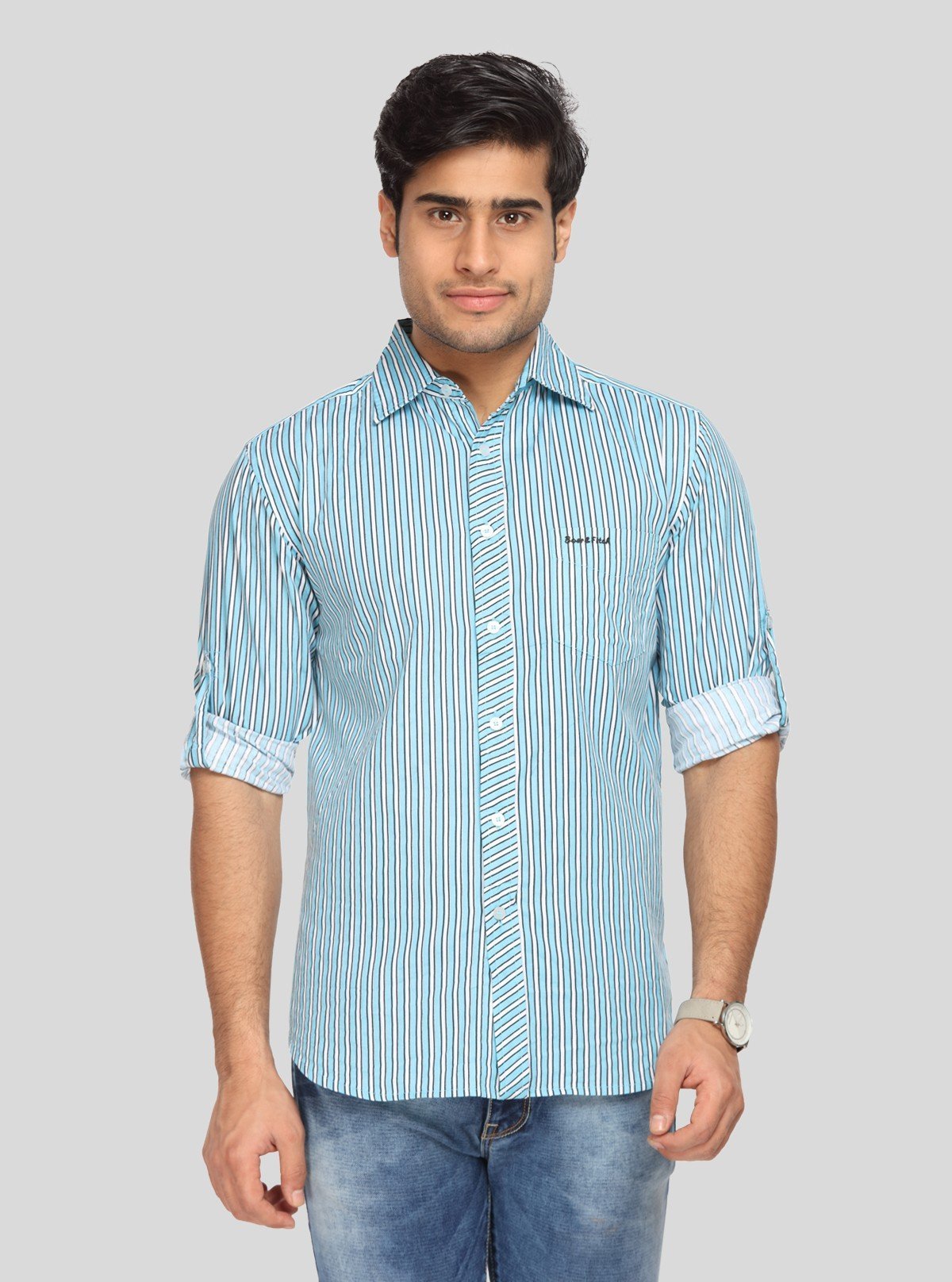 Men's Blue Printed Casual Shirt – Stylish, Lightweight & Weekend - Ready - Boer and Fitch