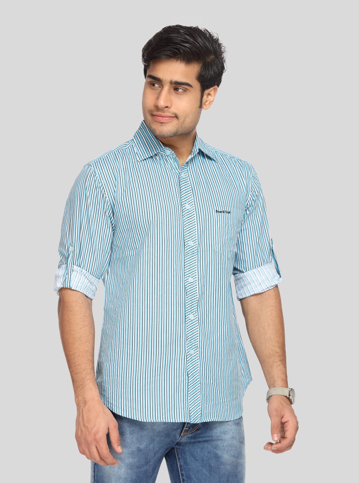 Men's Blue Printed Casual Shirt – Stylish, Lightweight & Weekend - Ready - Boer and Fitch